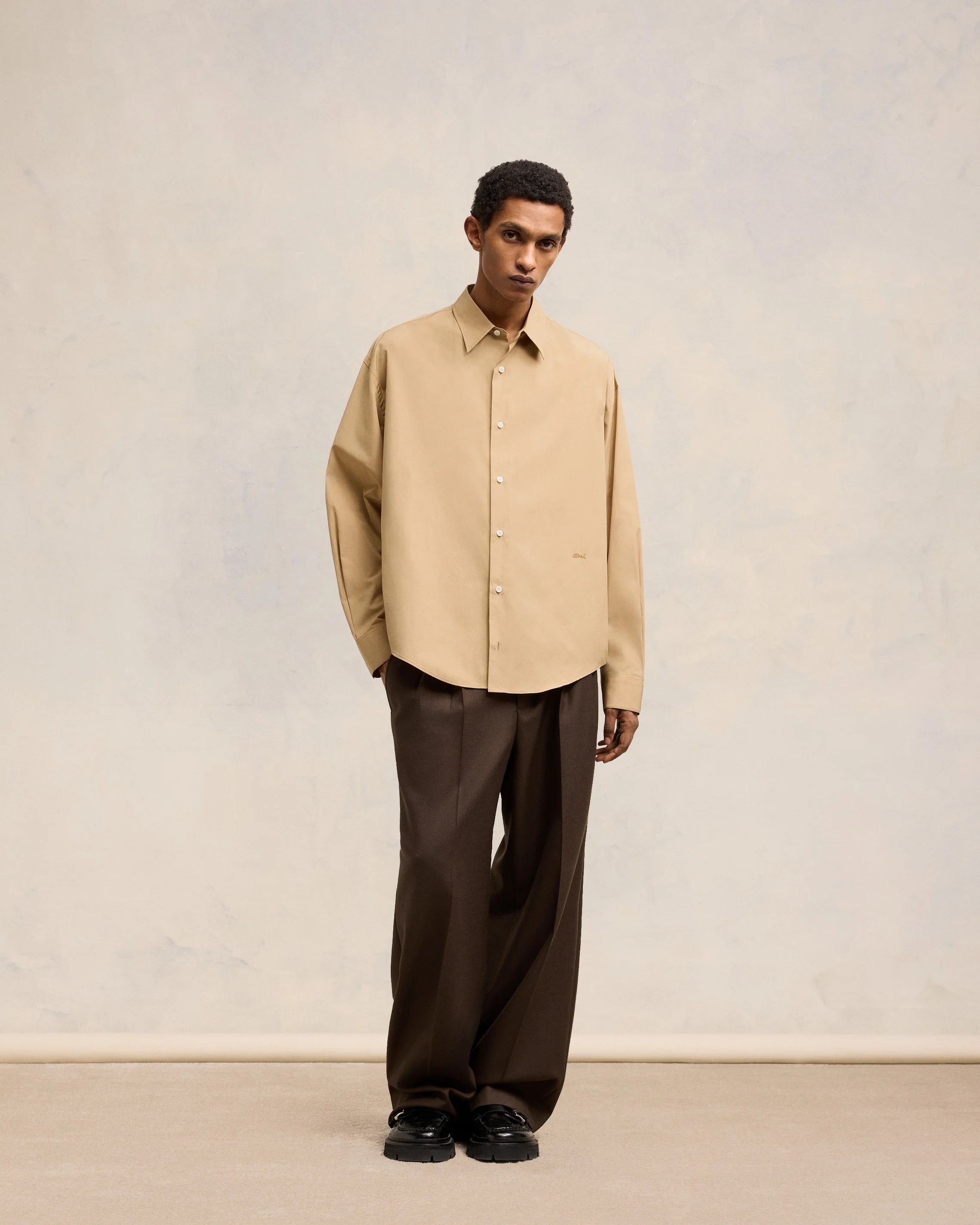 Sand Boxy Fit Shirt - leoleo123123
