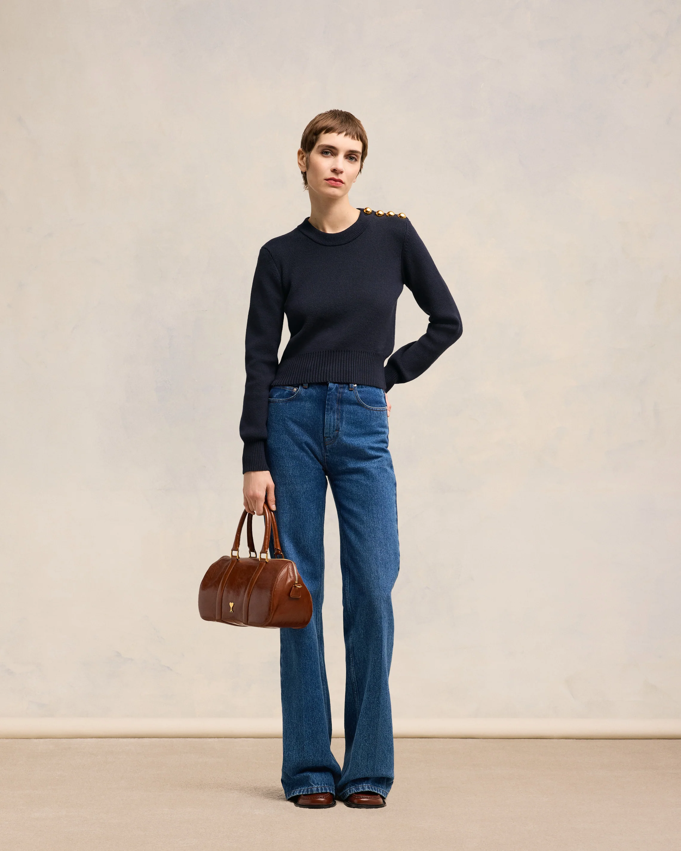 Navy Blue Sailor Crew Neck Sweater - leoleo123123
