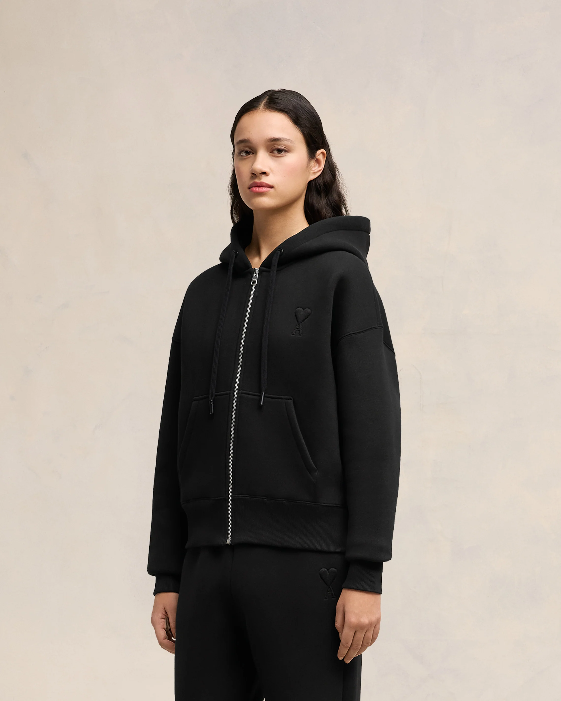 Black Zipped Ami De Coeur Hoodie - leoleo123123