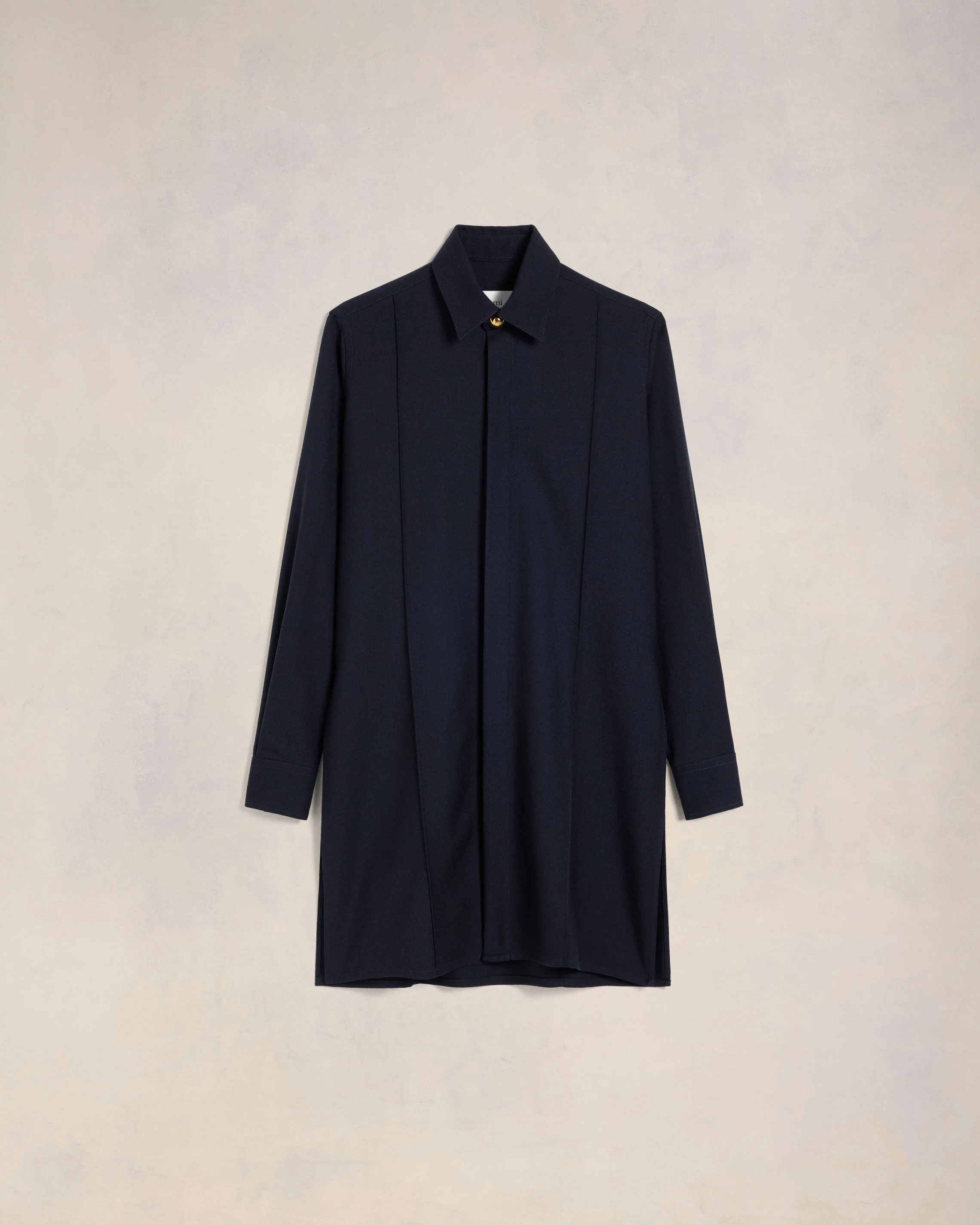 Navy Blue Long Pintuck Shirt - leoleo123123