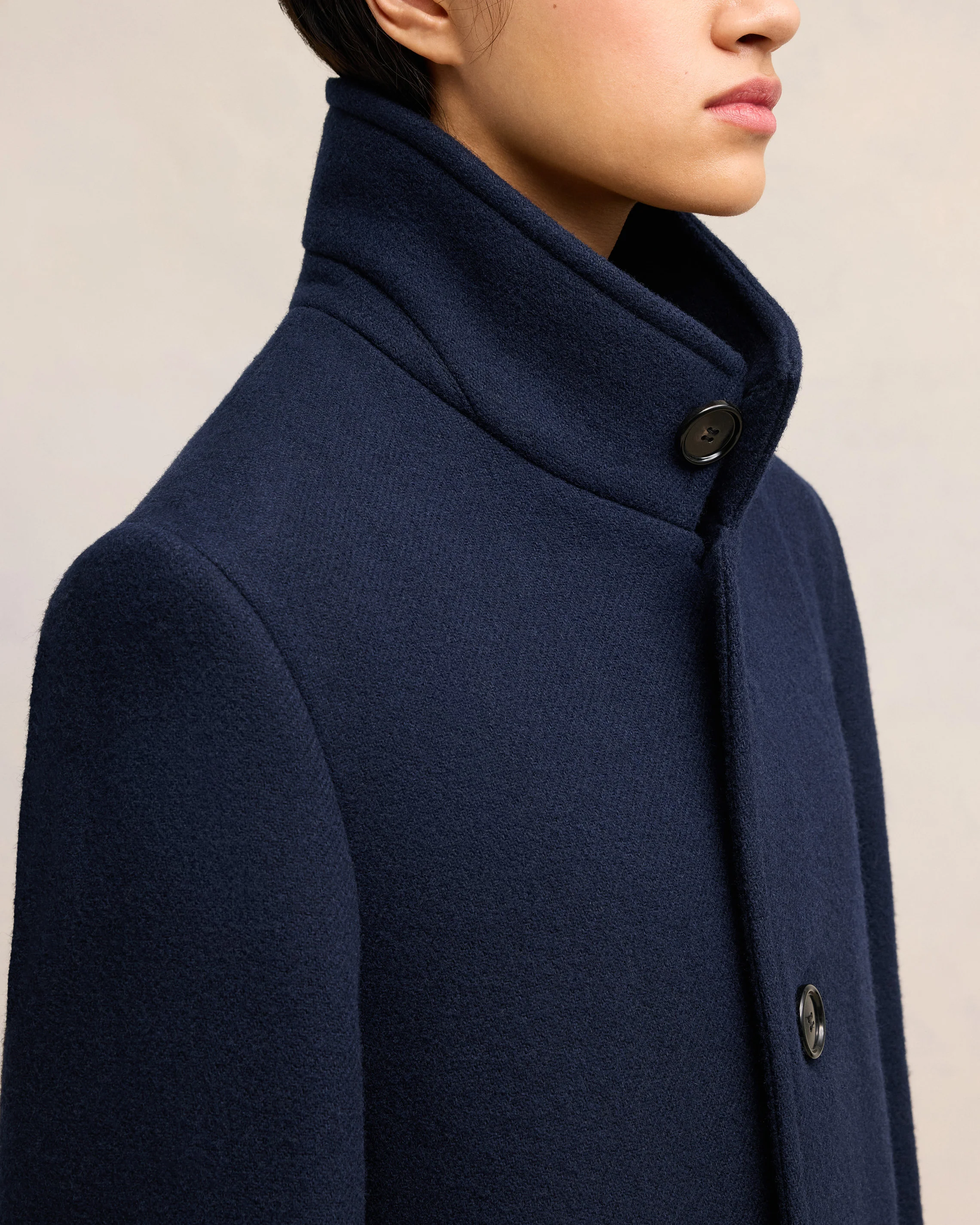Navy Blue High Collar Coat - leoleo123123