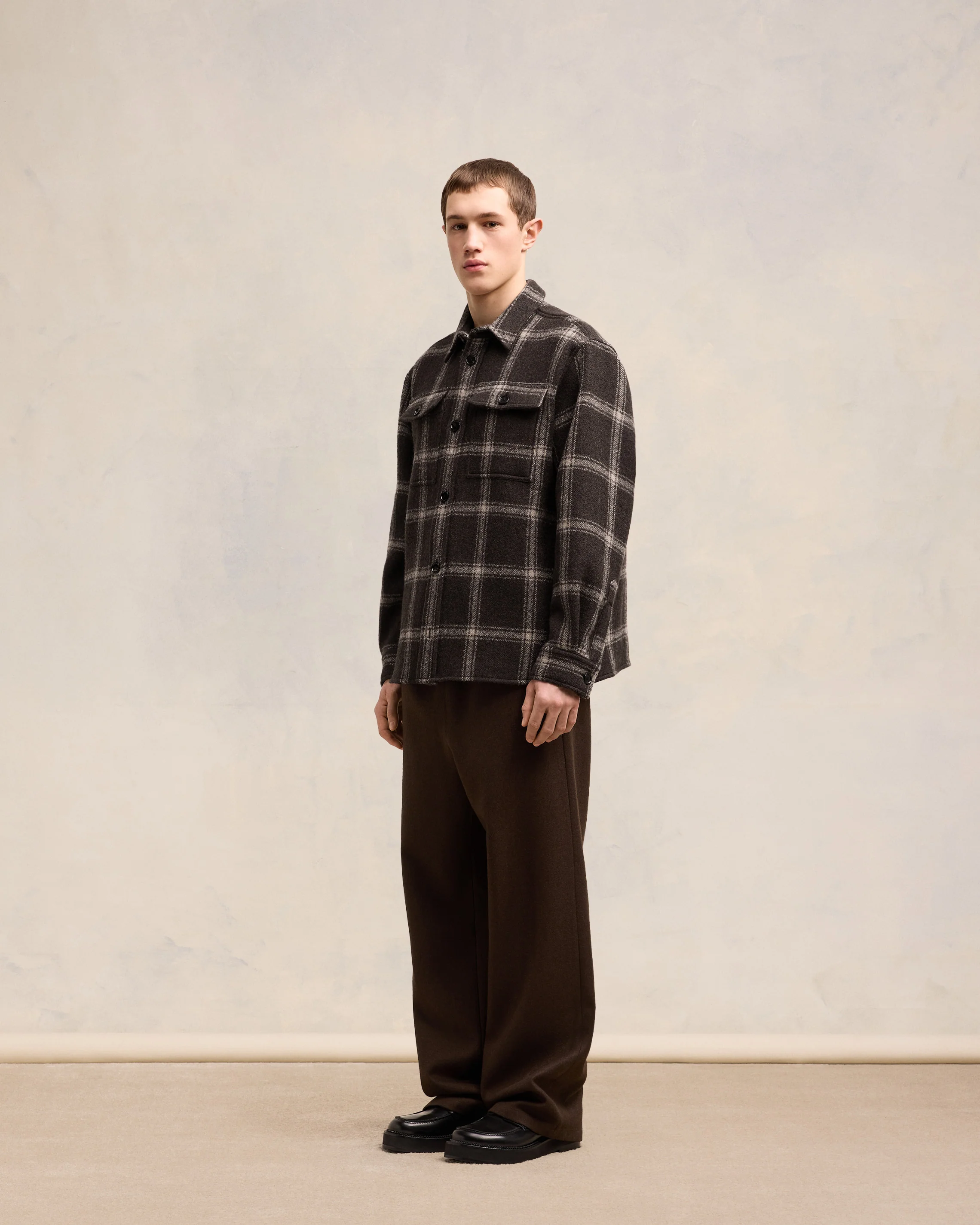 Dark Coffe/Sable Overshirt With Chest Pocket - leoleo123123