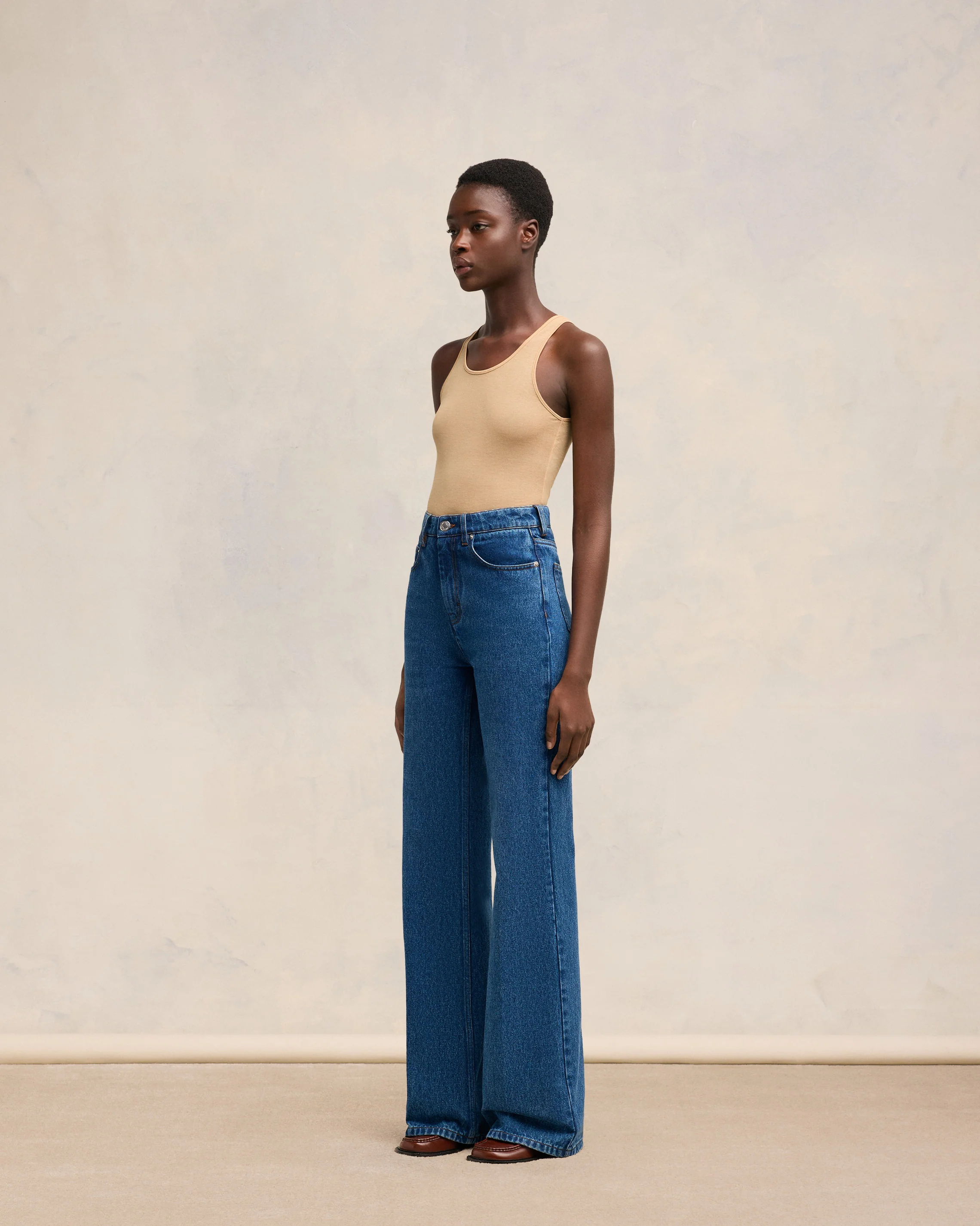 Jean Coupe Flare Bleu Usé - leoleo123123