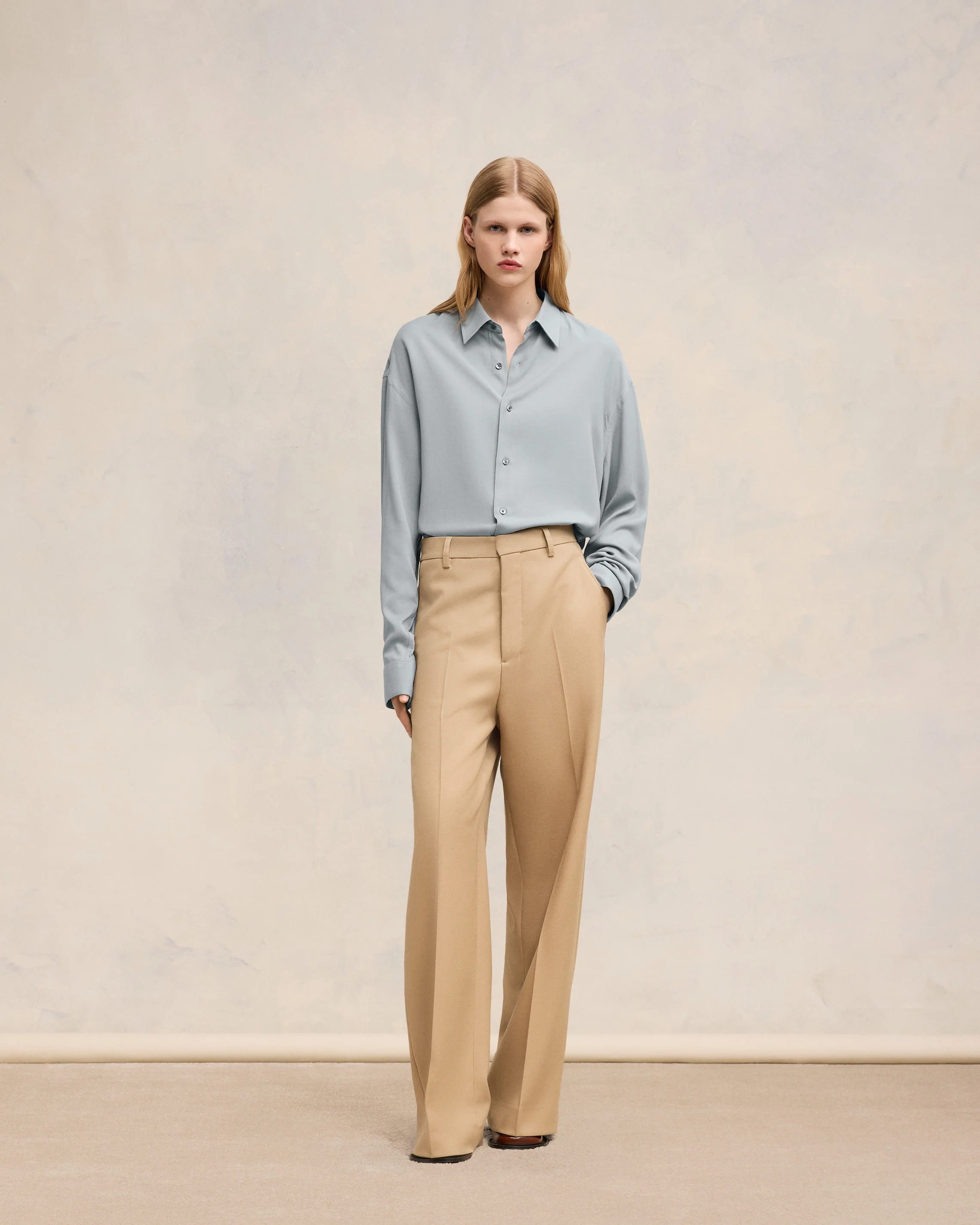 Clay Blue Boxy Fit Shirt - leoleo123123