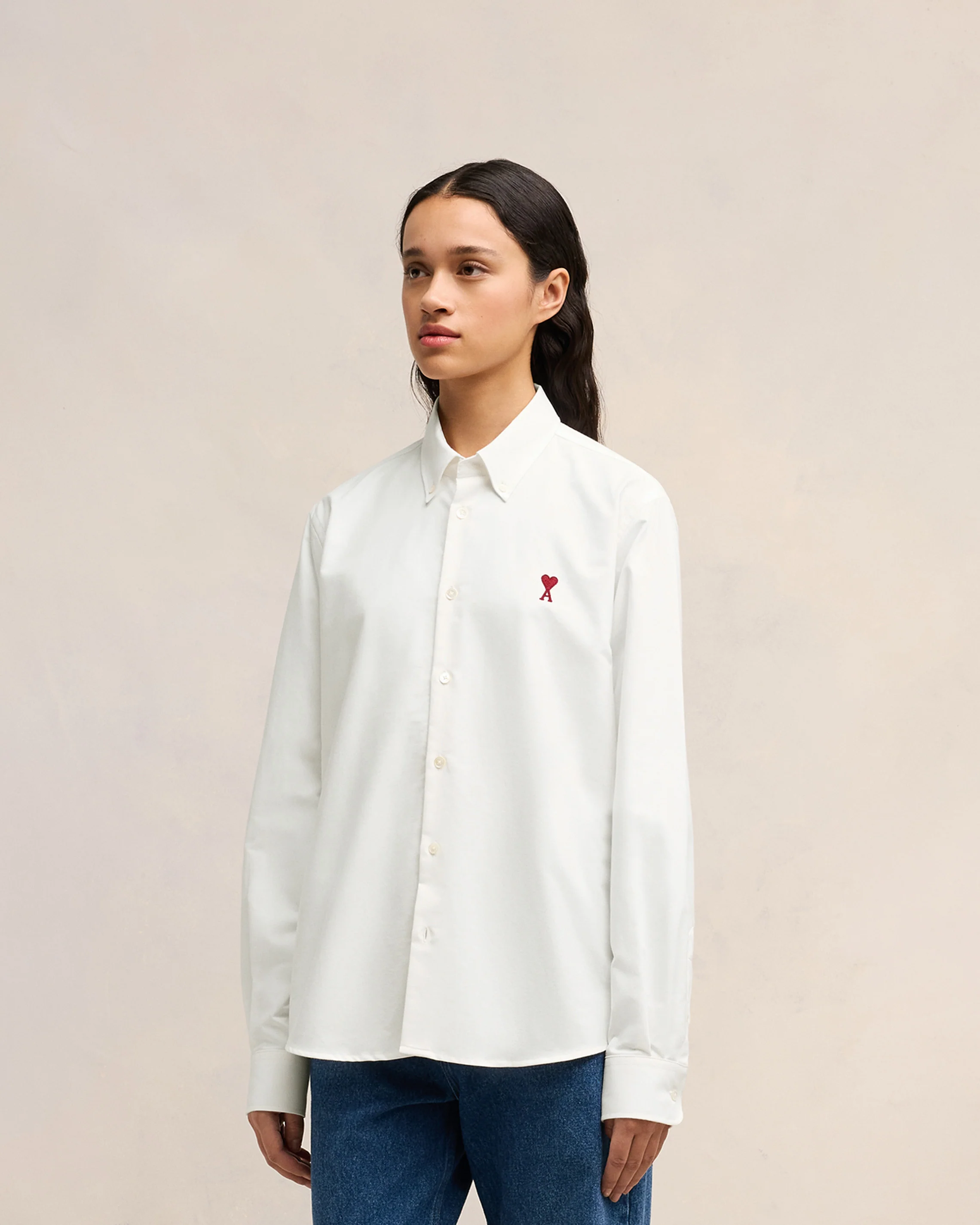 Natural White Button-Down Ami De Coeur Shirt - leoleo123123