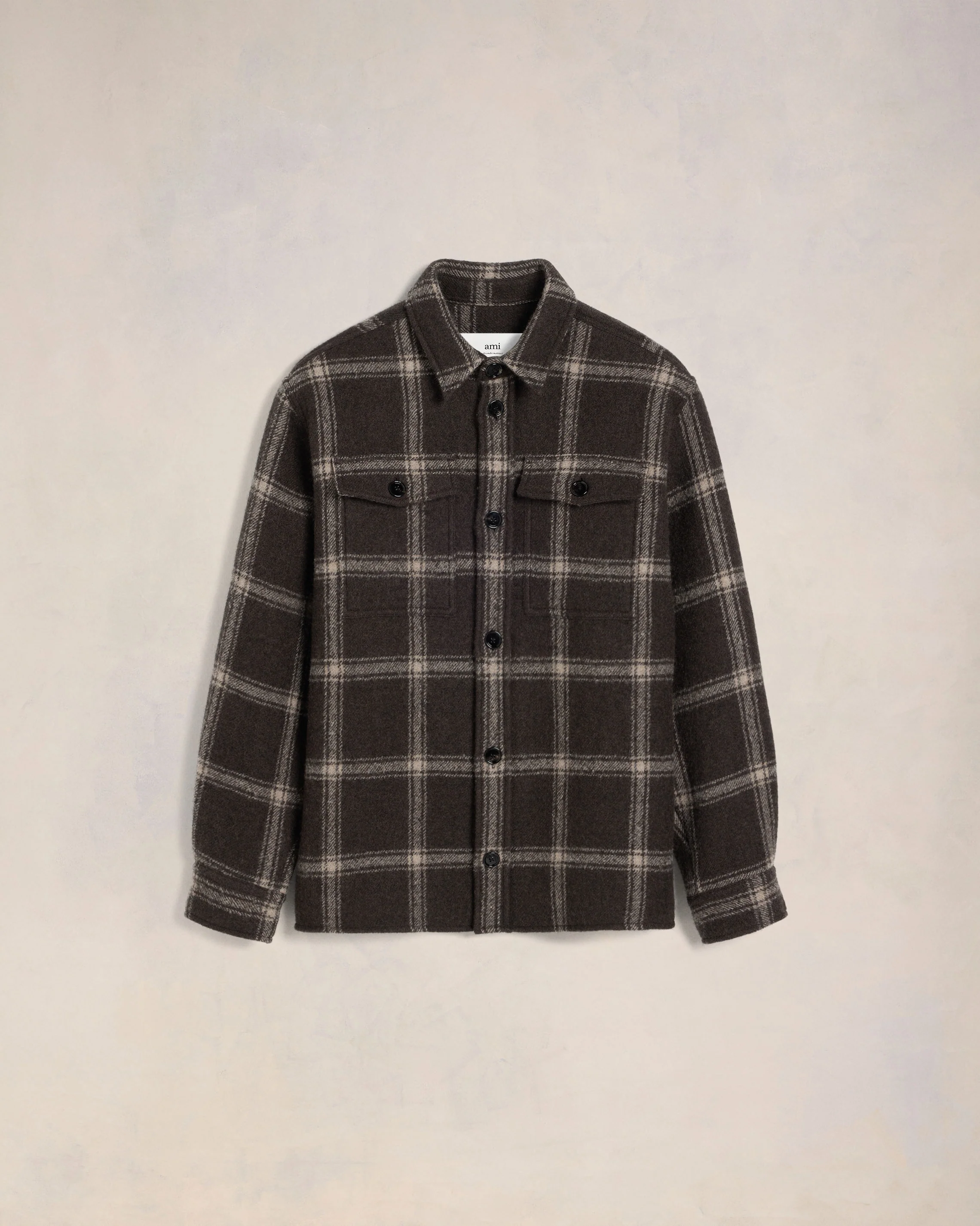Dark Coffe/Sable Overshirt With Chest Pocket - leoleo123123