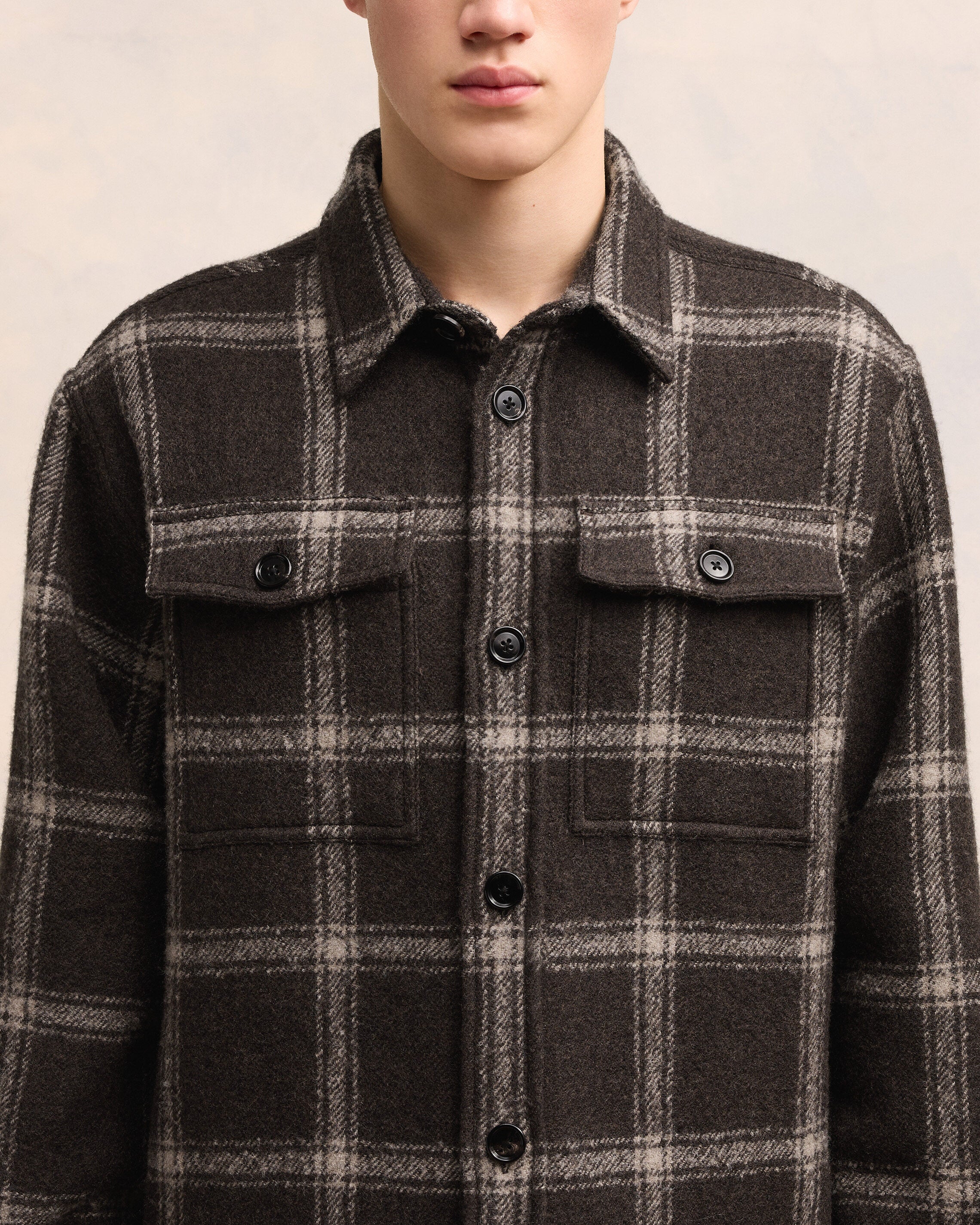 Dark Coffe/Sable Overshirt With Chest Pocket - leoleo123123