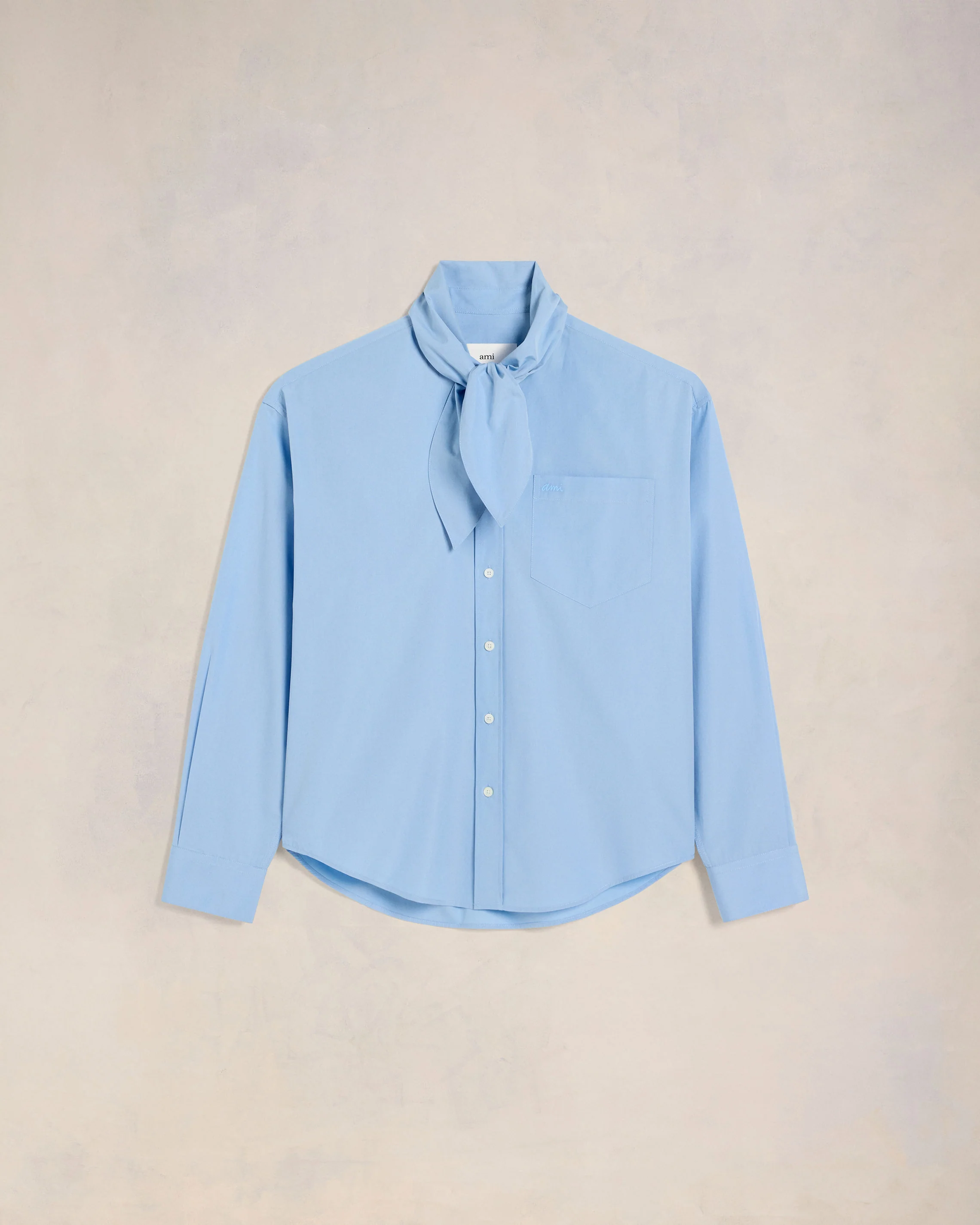 Cashmere Blue Scarf Collar Shirt - leoleo123123