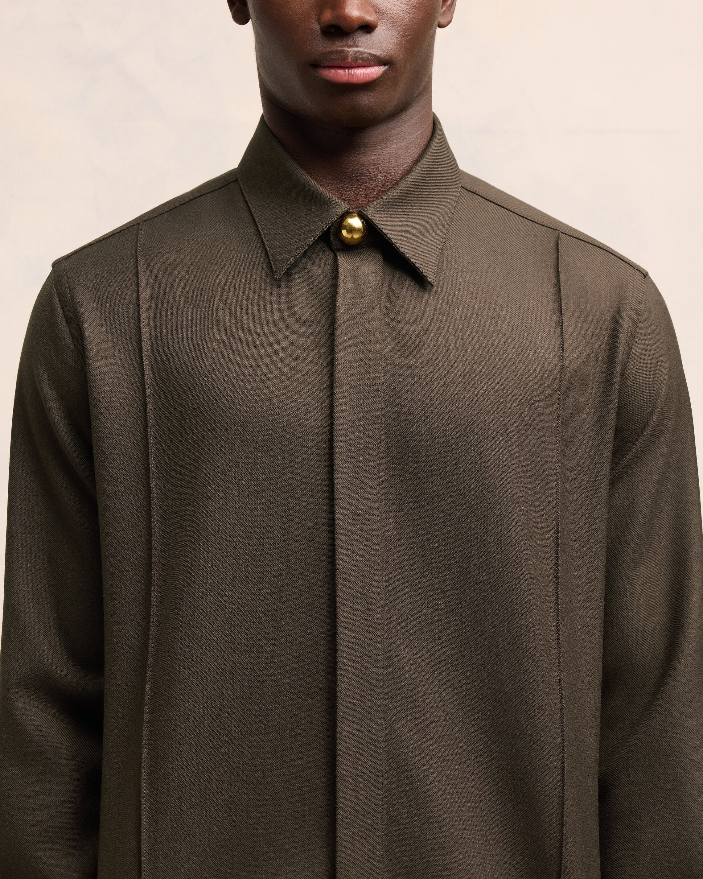 Dark Coffee Pintuck Shirt - leoleo123123