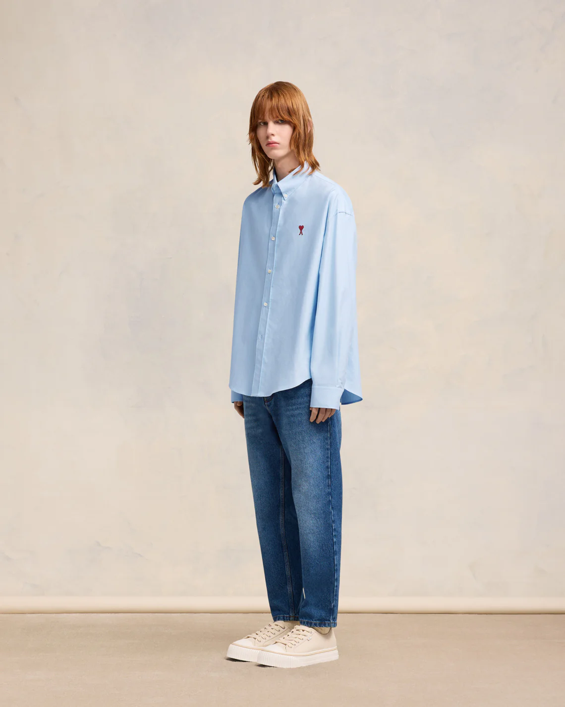 Chemise Coupe Boxy Ami De Coeur Bleu Ciel - leoleo123123