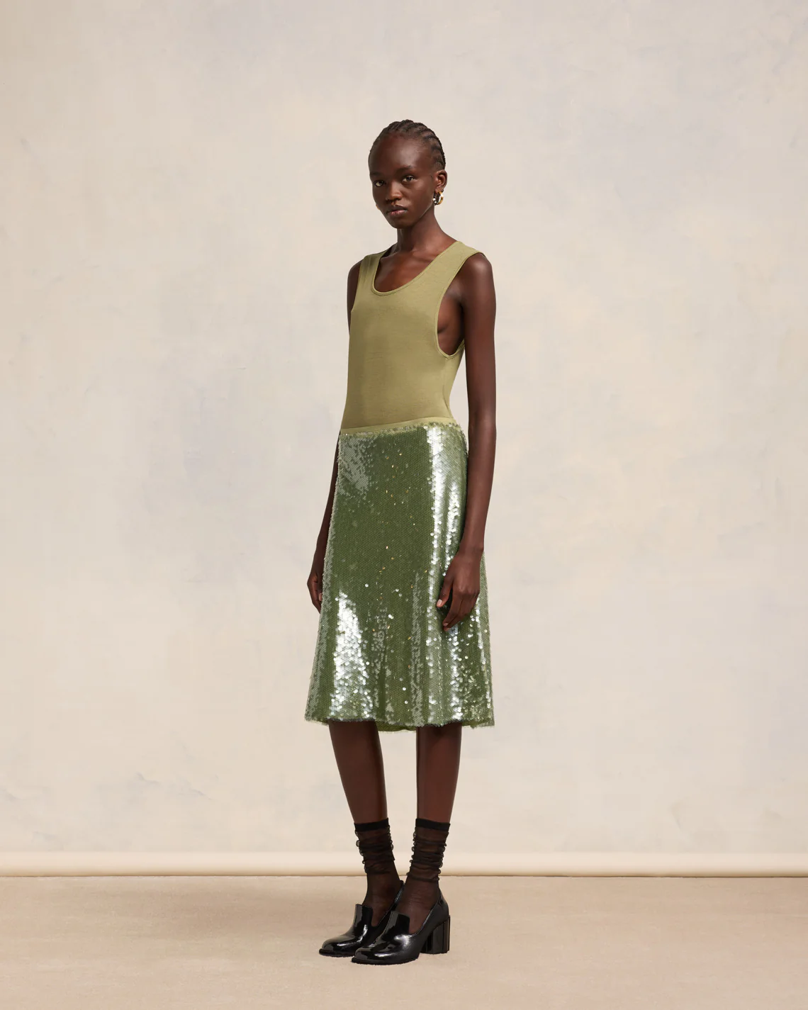 Olive Embroidered Skirt - leoleo123123