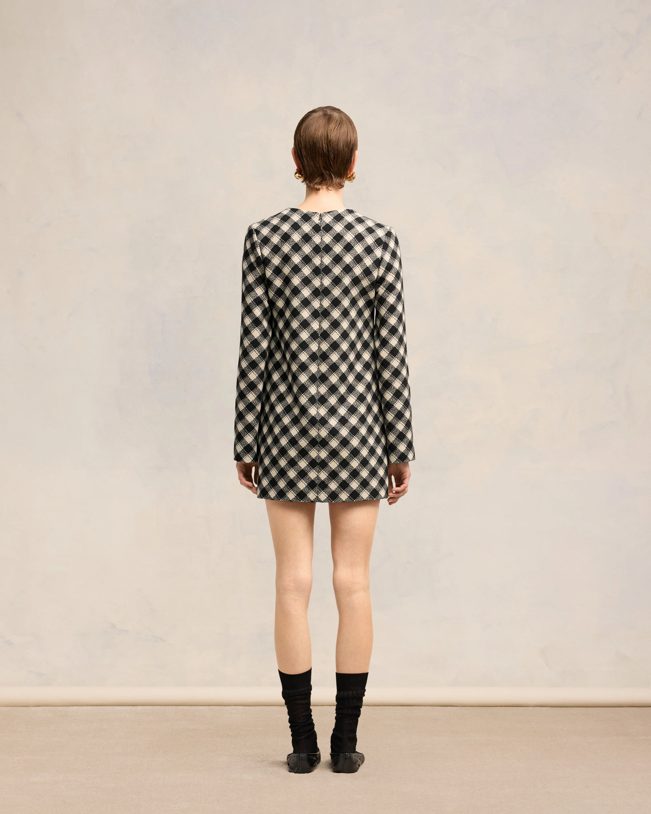 Black/Off White Long Sleeve Dress - leoleo123123