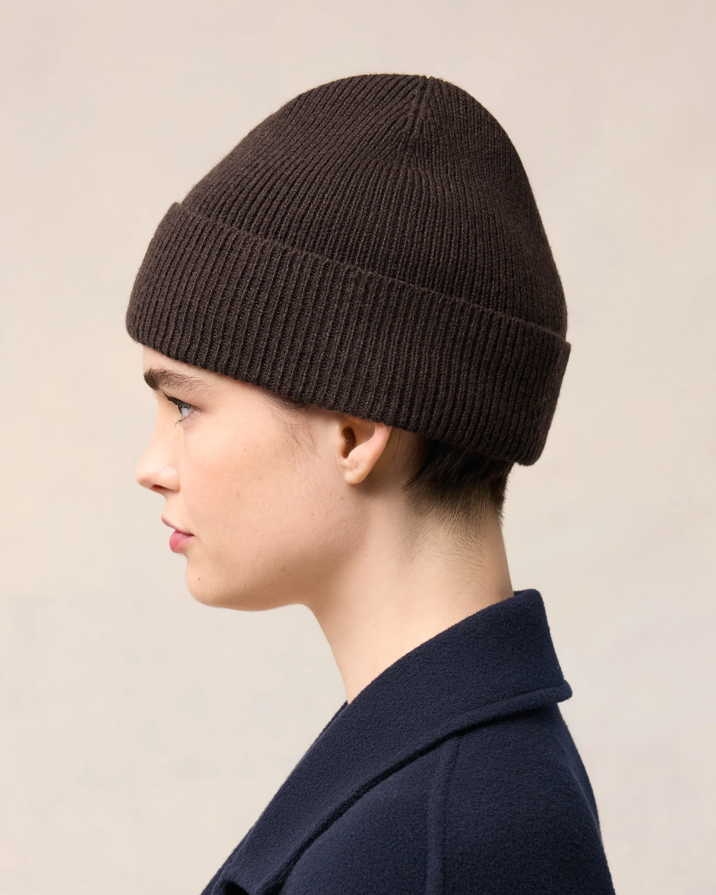 Dark Coffee Cashmere Ami De Coeur Beanie - leoleo123123