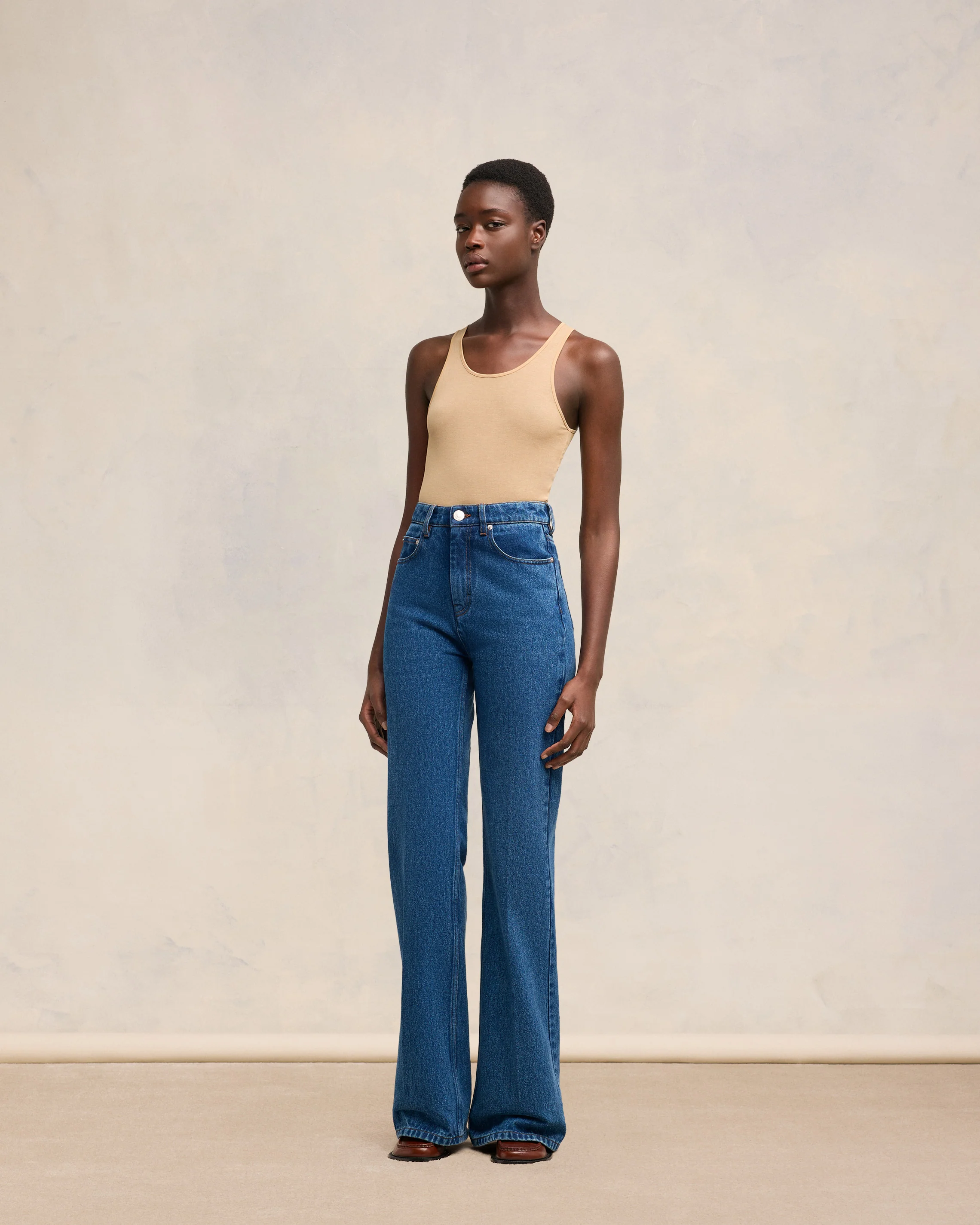 Jean Coupe Flare Bleu Usé - leoleo123123