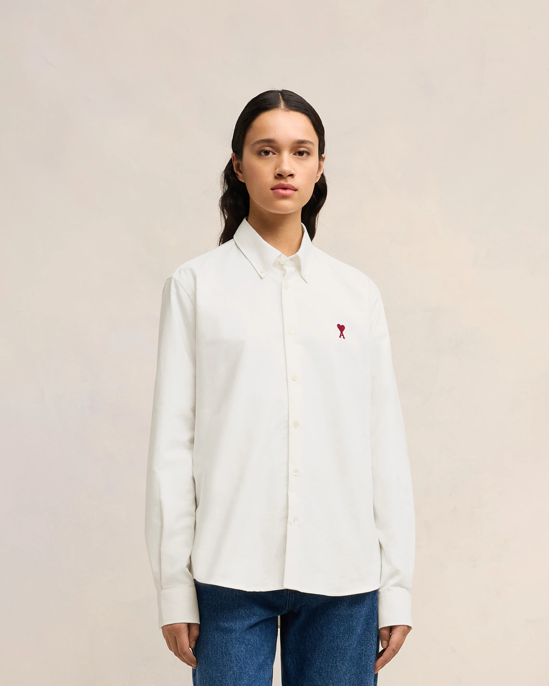 Natural White Button-Down Ami De Coeur Shirt - leoleo123123