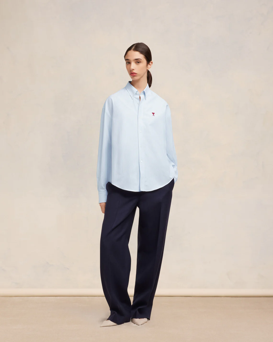 Chemise Boxy Fit Bleu Ciel/Blanc Natural - leoleo123123