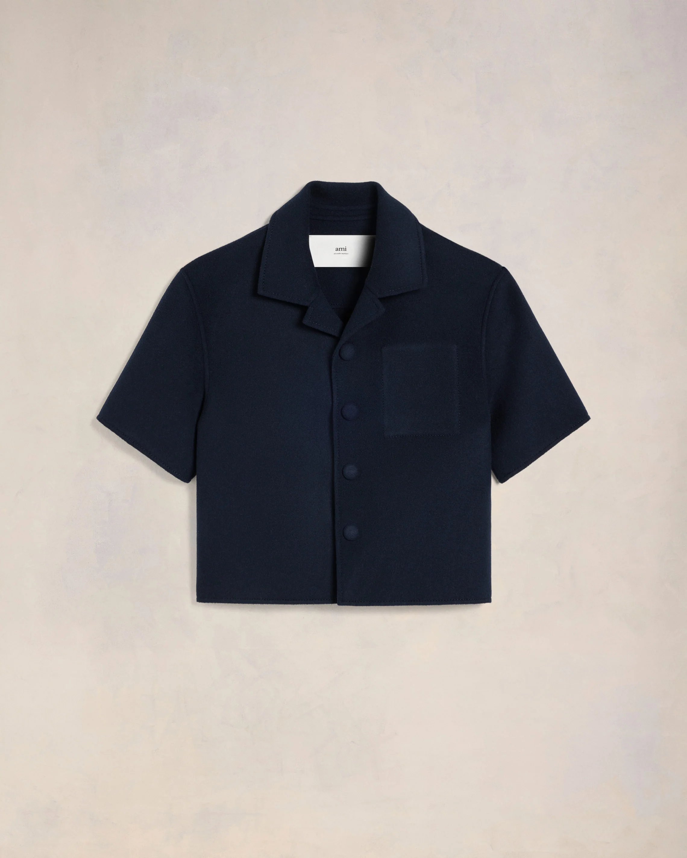 Navy Blue Camp Collar Jacket - leoleo123123