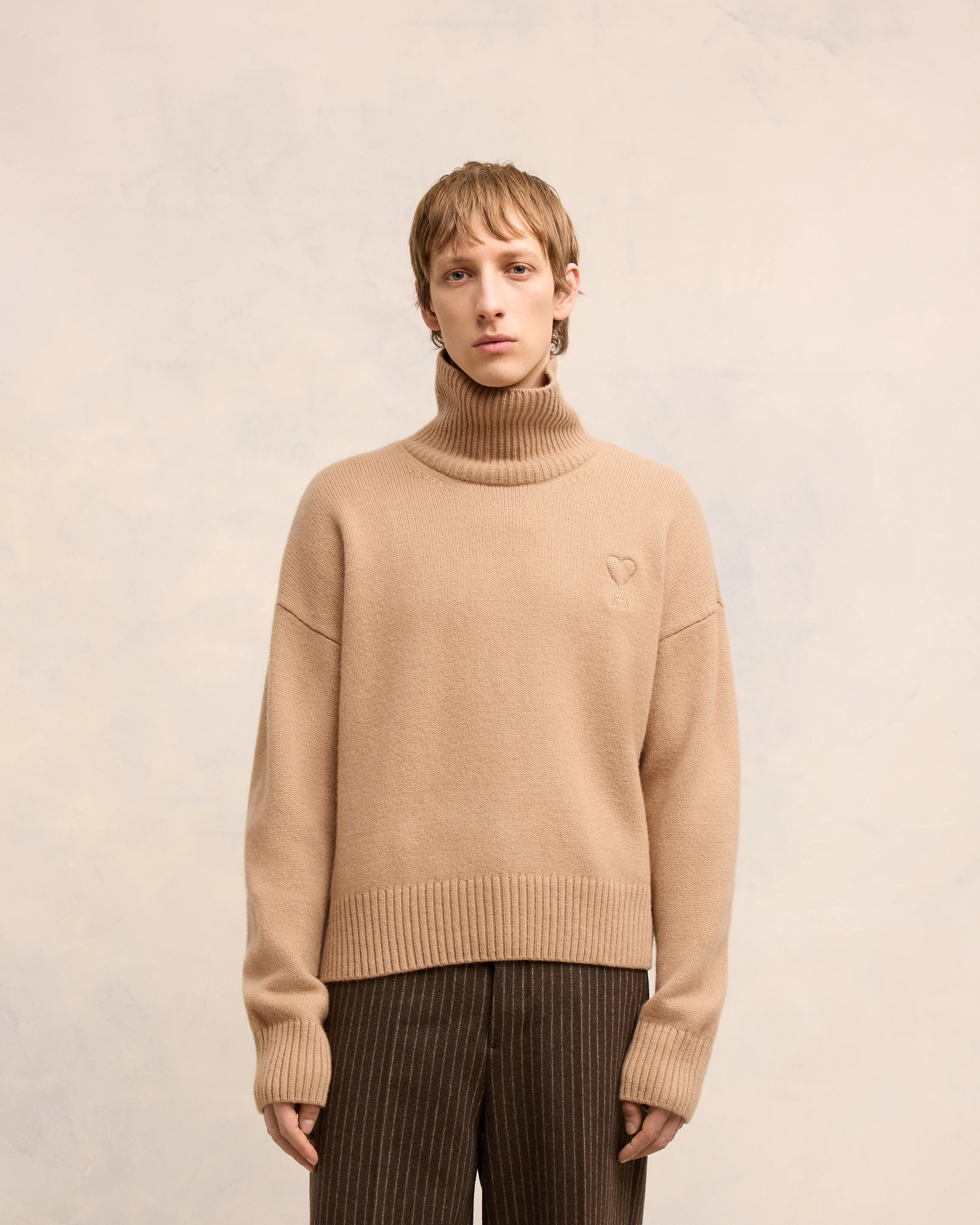 Nude Embossed Ami De Coeur Funnel Neck Sweater - leoleo123123