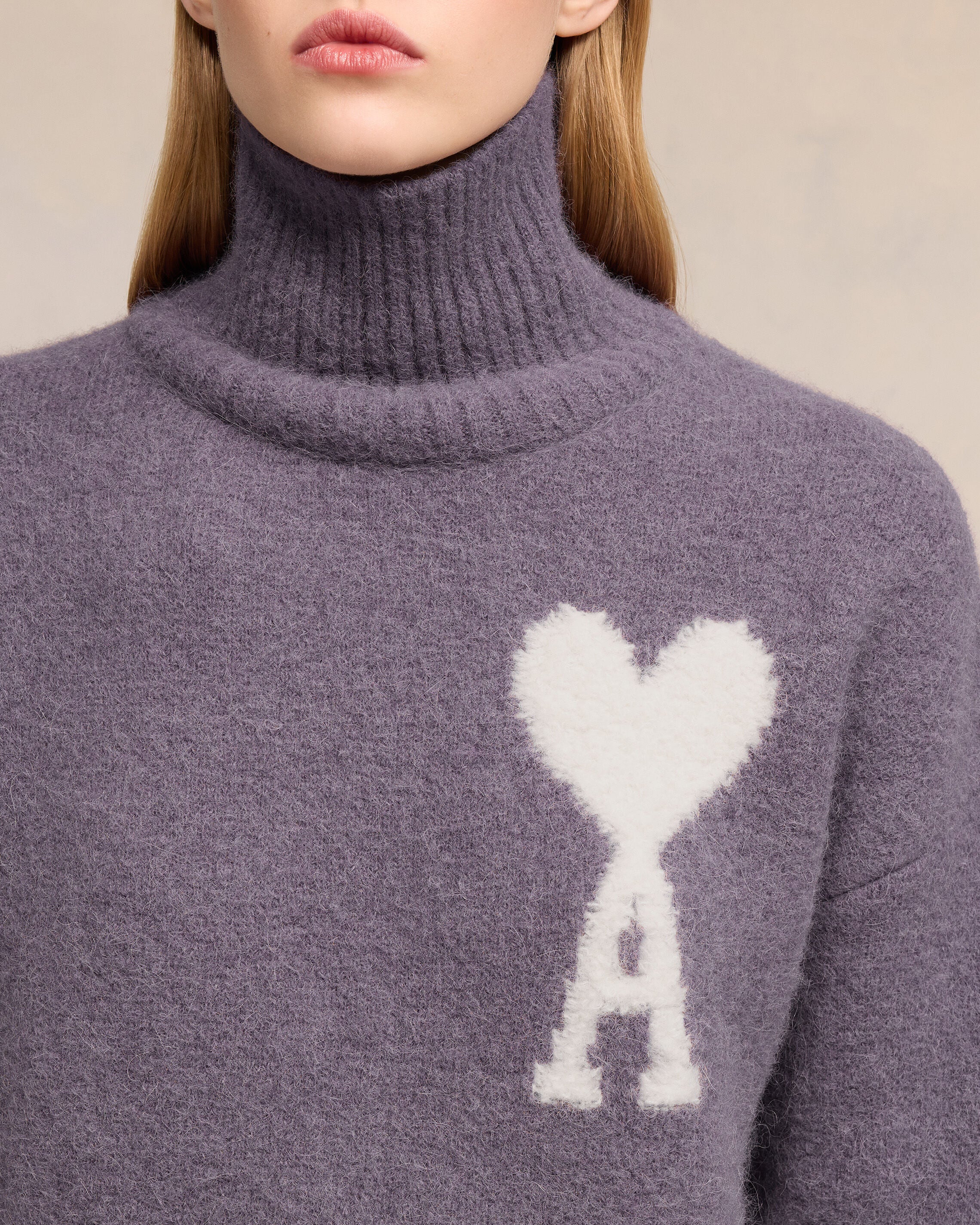 Lilac Off-White Ami De Coeur Funnel Neck Sweater - leoleo123123
