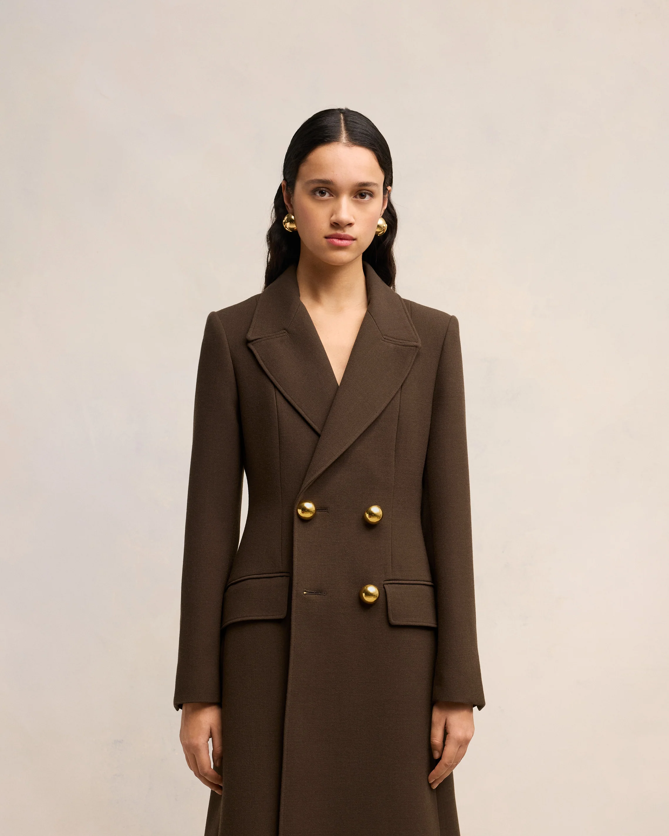 Dark Coffee Fitted Coat - leoleo123123