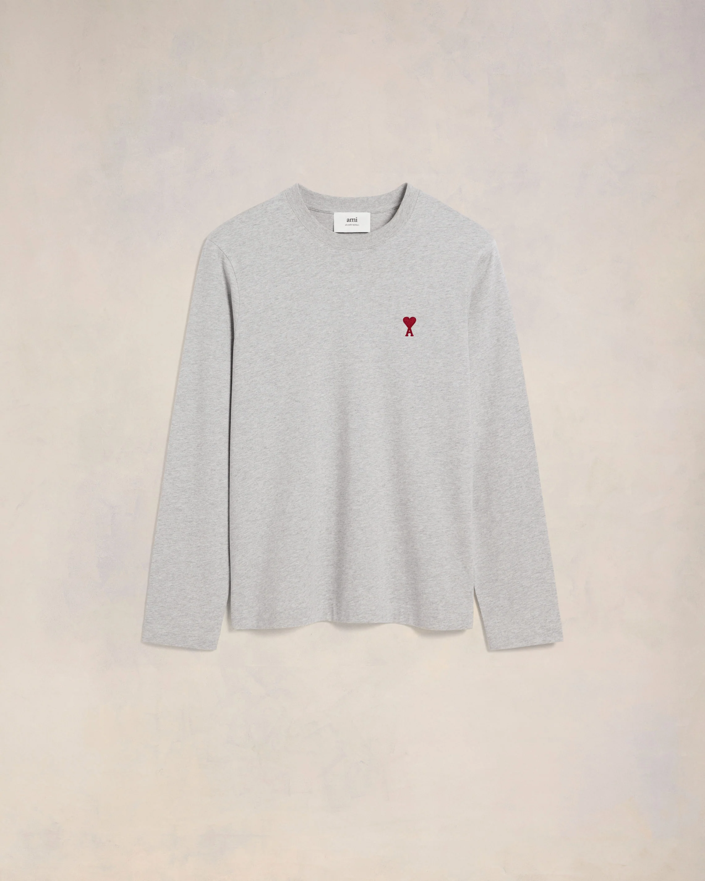 Heather Ash Grey Red Ami De Coeur Long Sleeves T-Shirt - leoleo123123