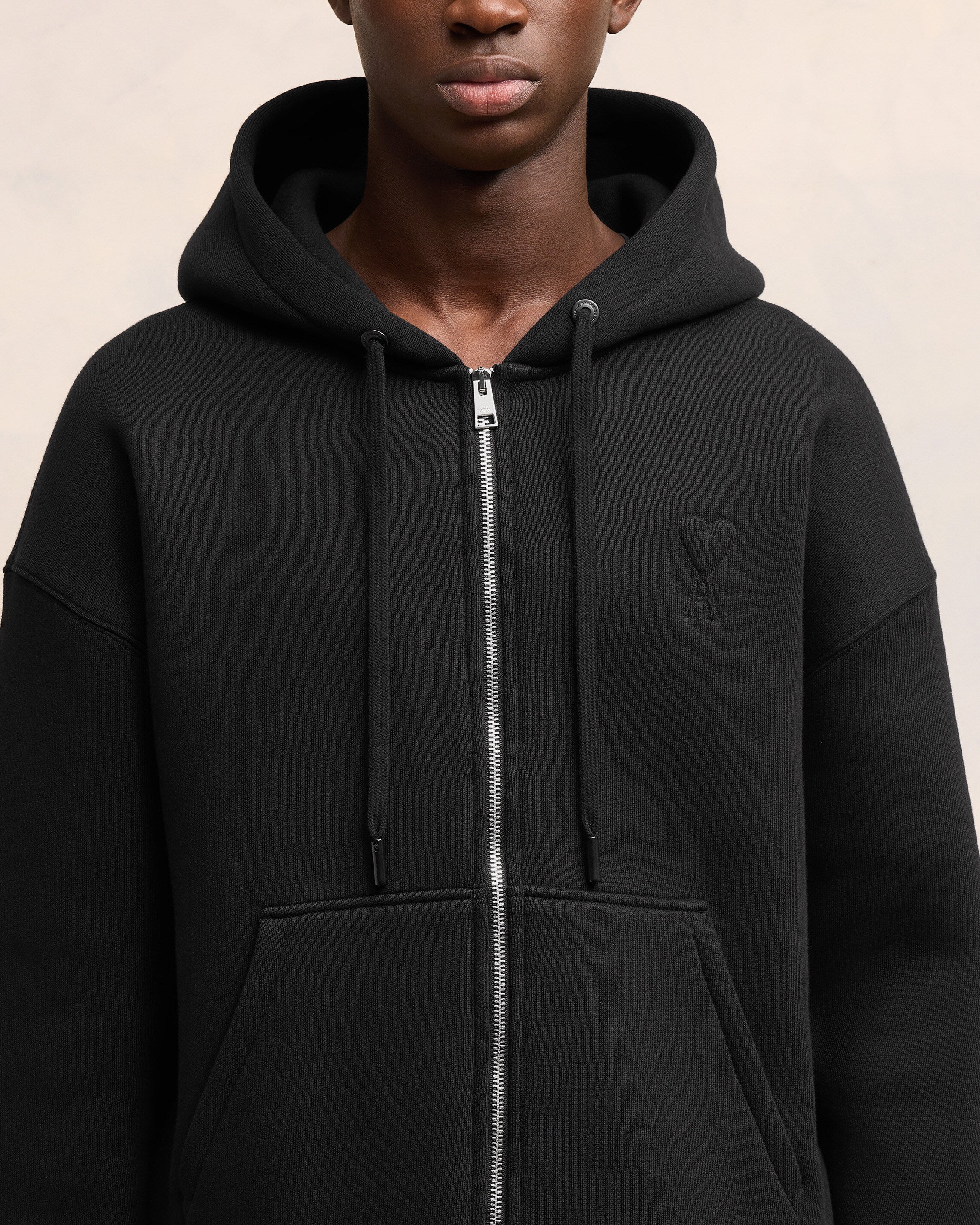 Black Zipped Ami De Coeur Hoodie - leoleo123123