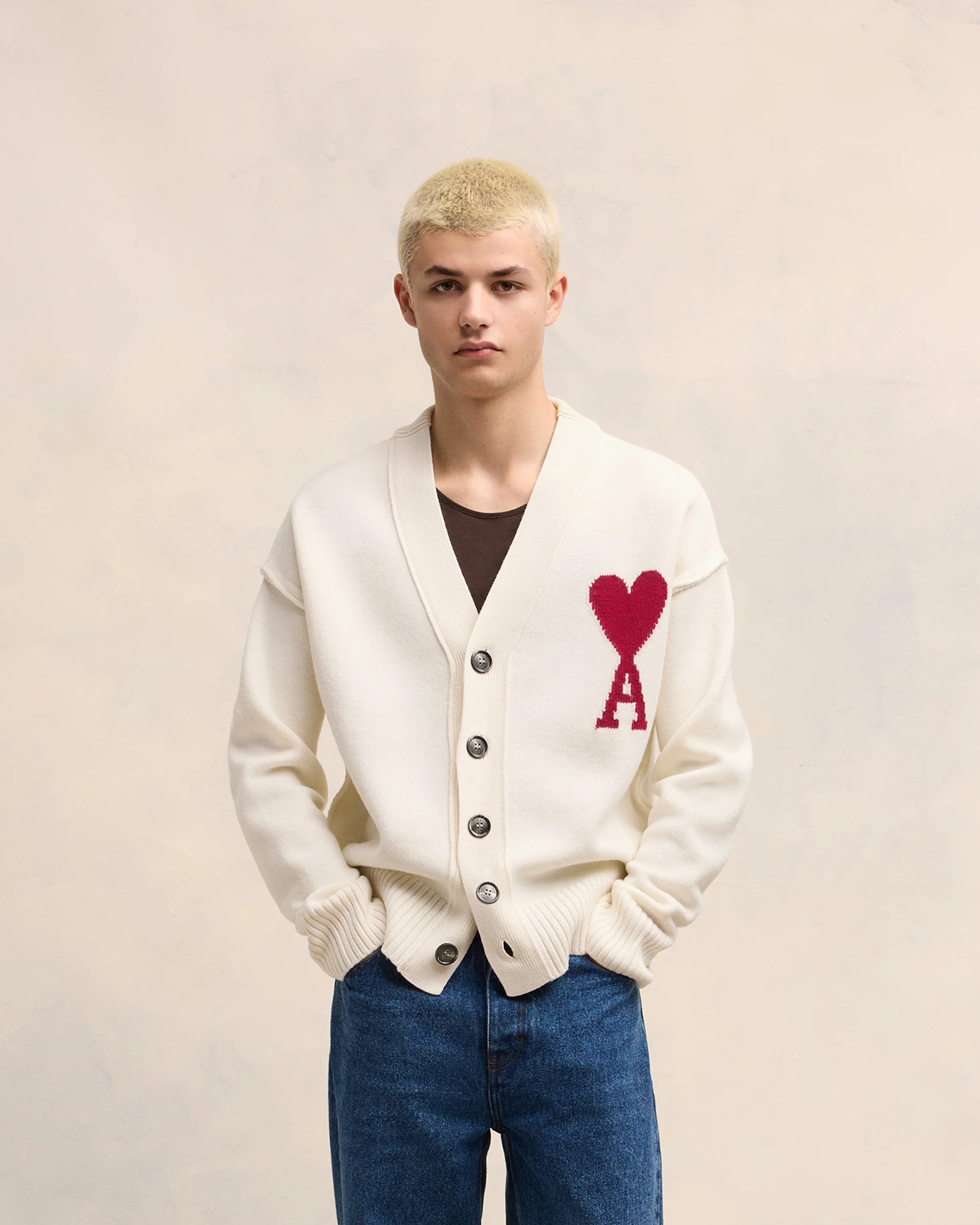Cardigan Ami De Coeur Rouge Ecru/Rouge - leoleo123123