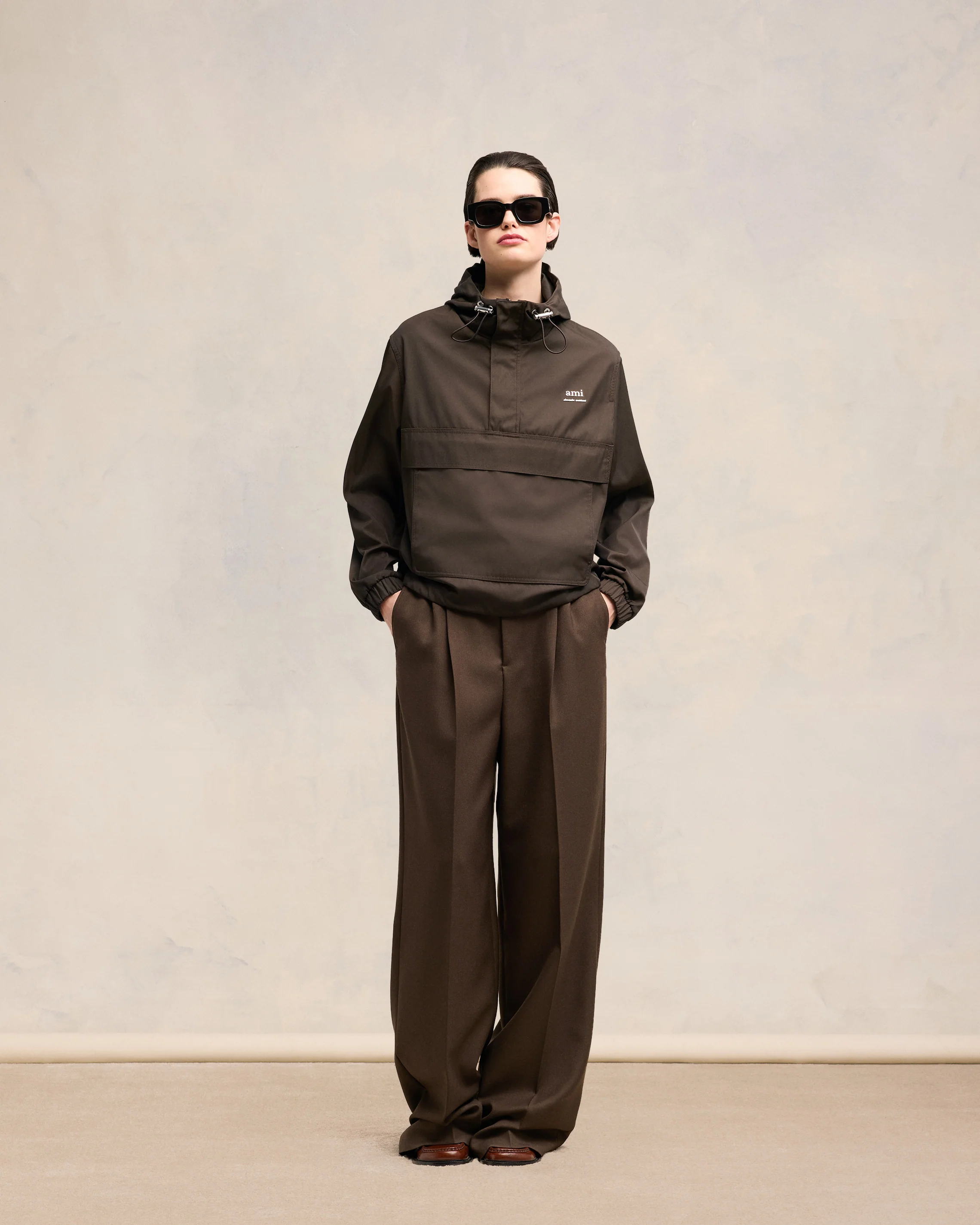 Dark Coffee Hooded Ami Alexandre Mattiussi Windbreaker - leoleo123123