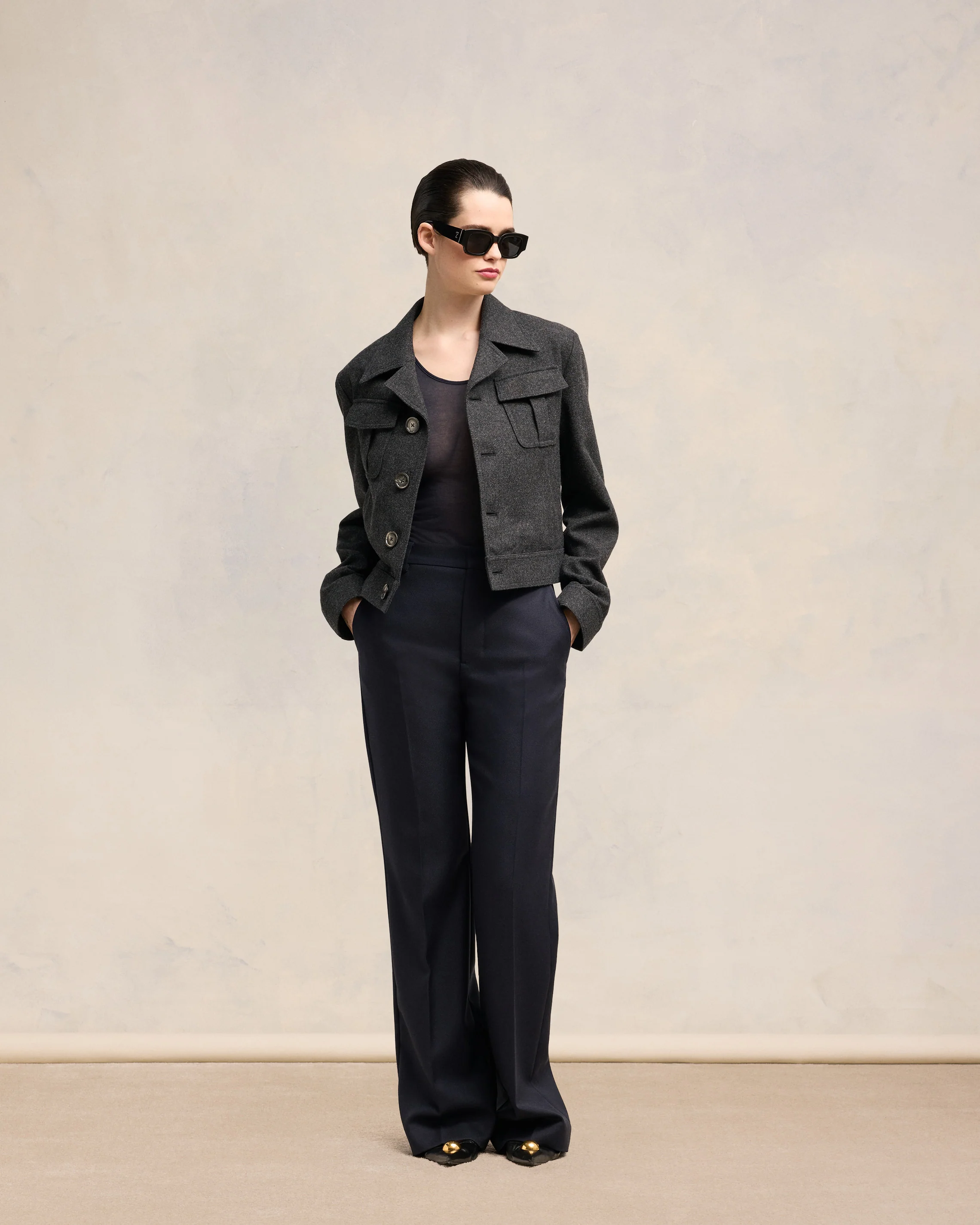 Dark Grey Military Jacket - leoleo123123