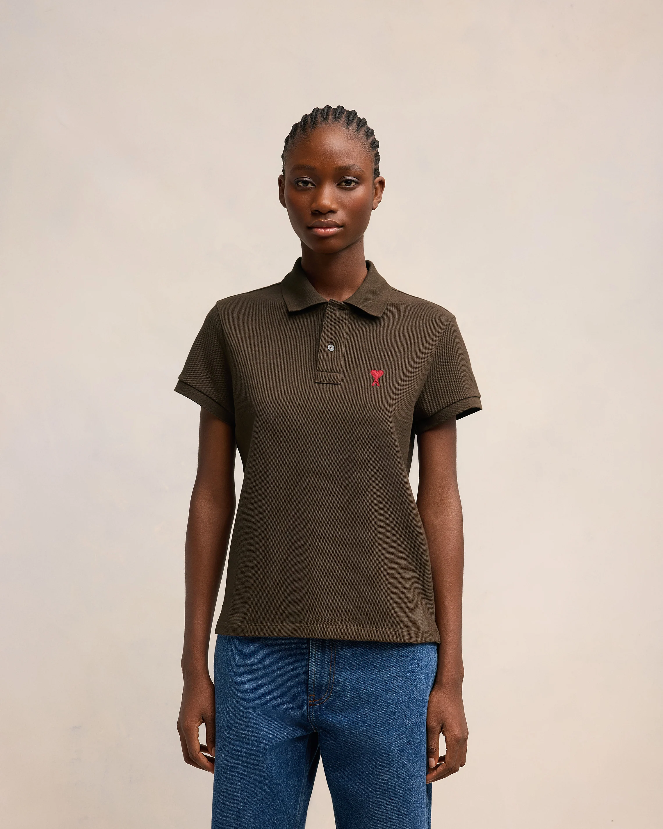 Dark Coffee Ami De Coeur Polo Shirt - leoleo123123