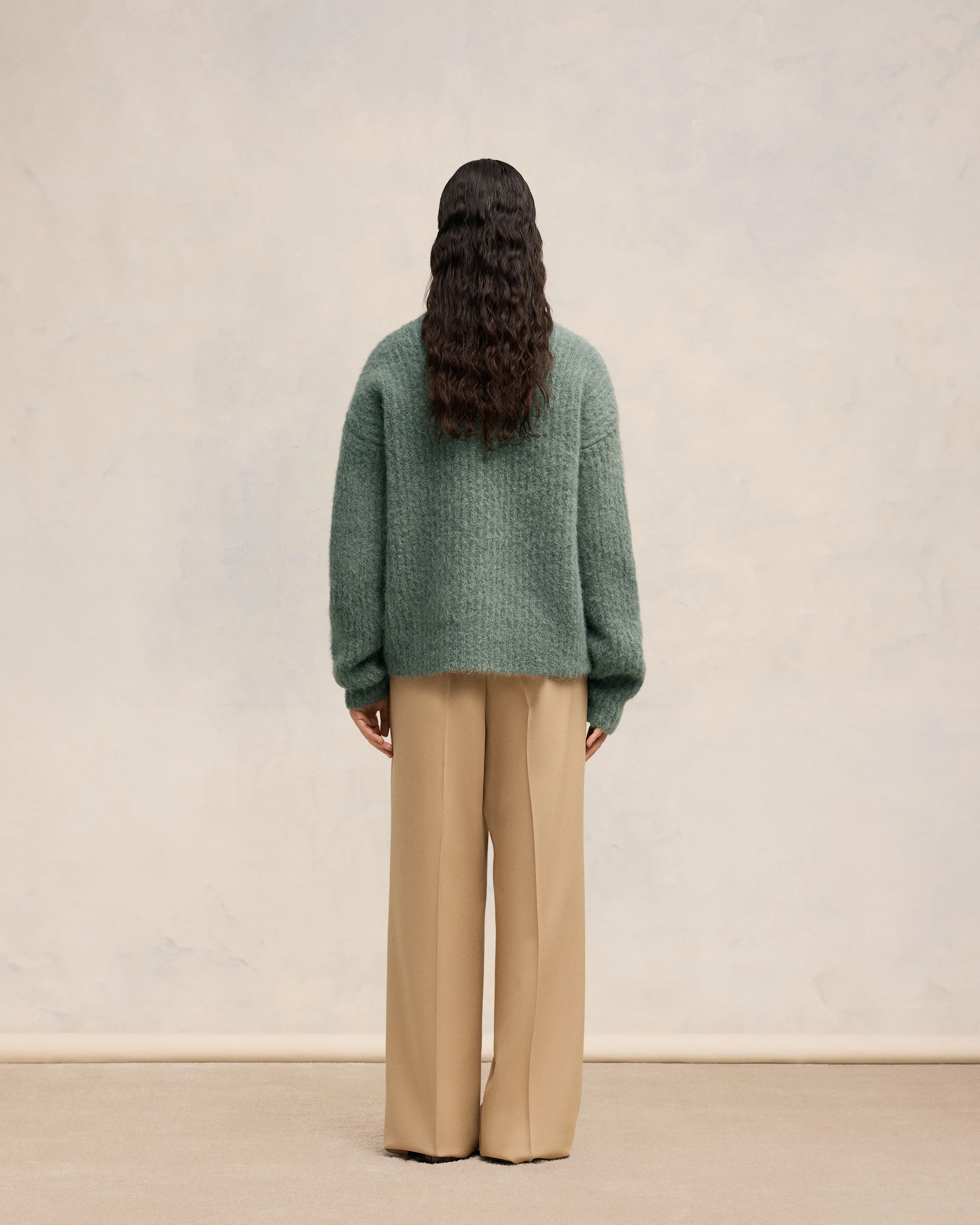 Antique Clay Alpaca Mohair Ribbed Sweater - leoleo123123