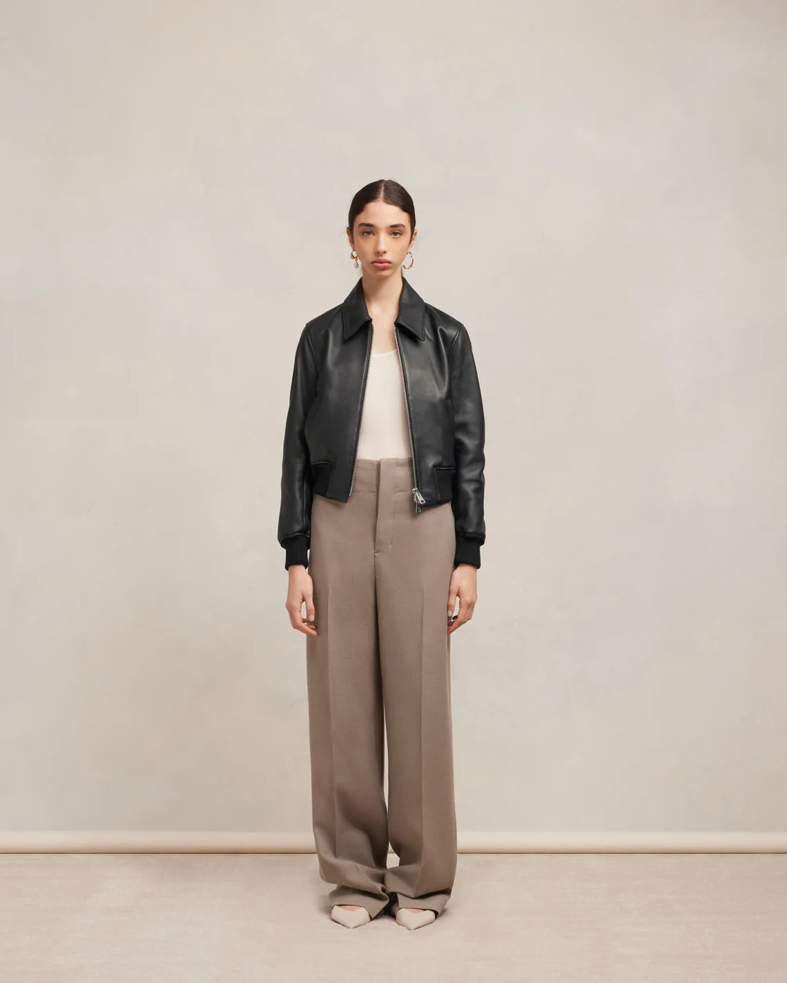 Blouson Zippé En Cuir Noir - leoleo123123