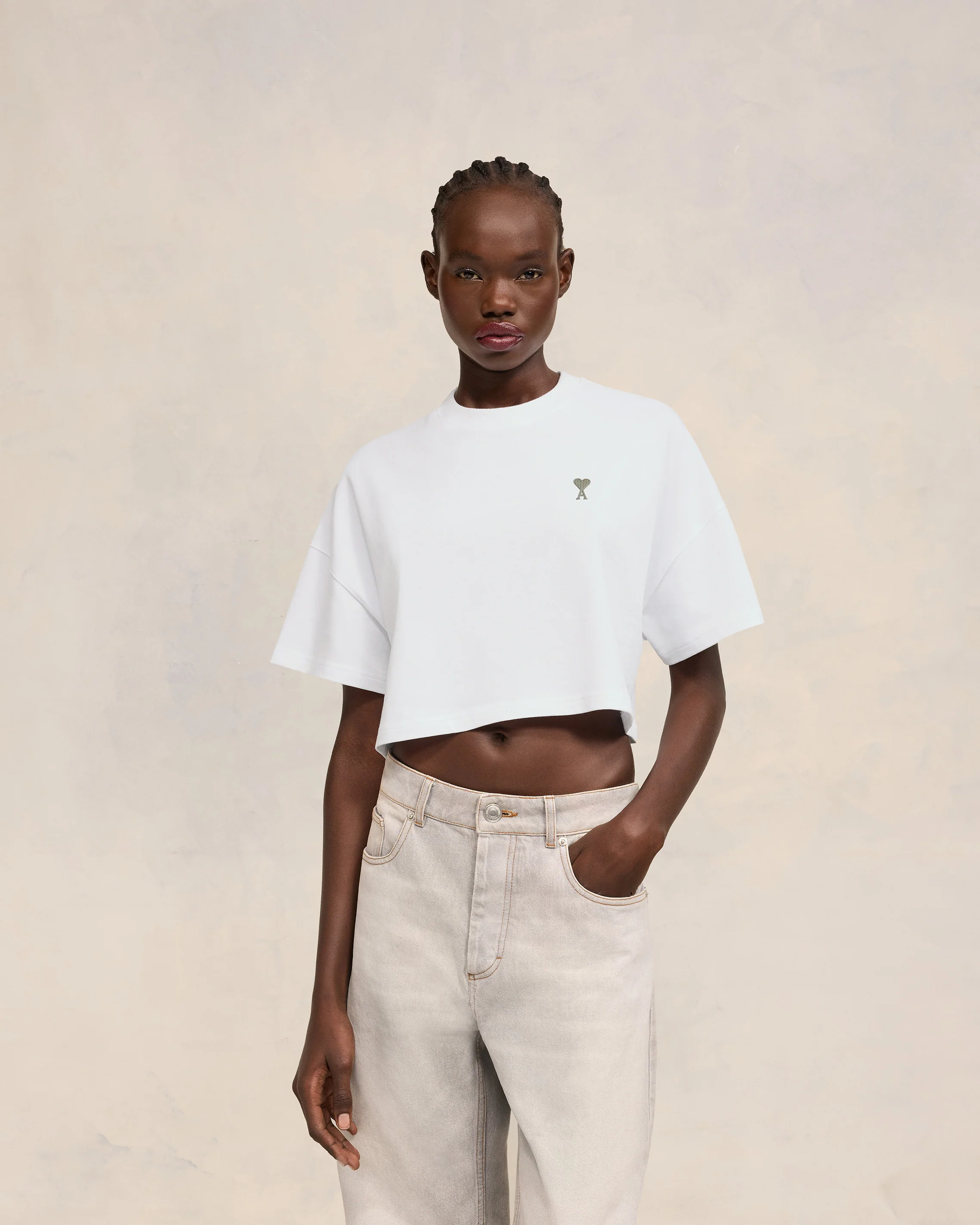White/Sage Ami De Coeur Crop T-Shirt - leoleo123123