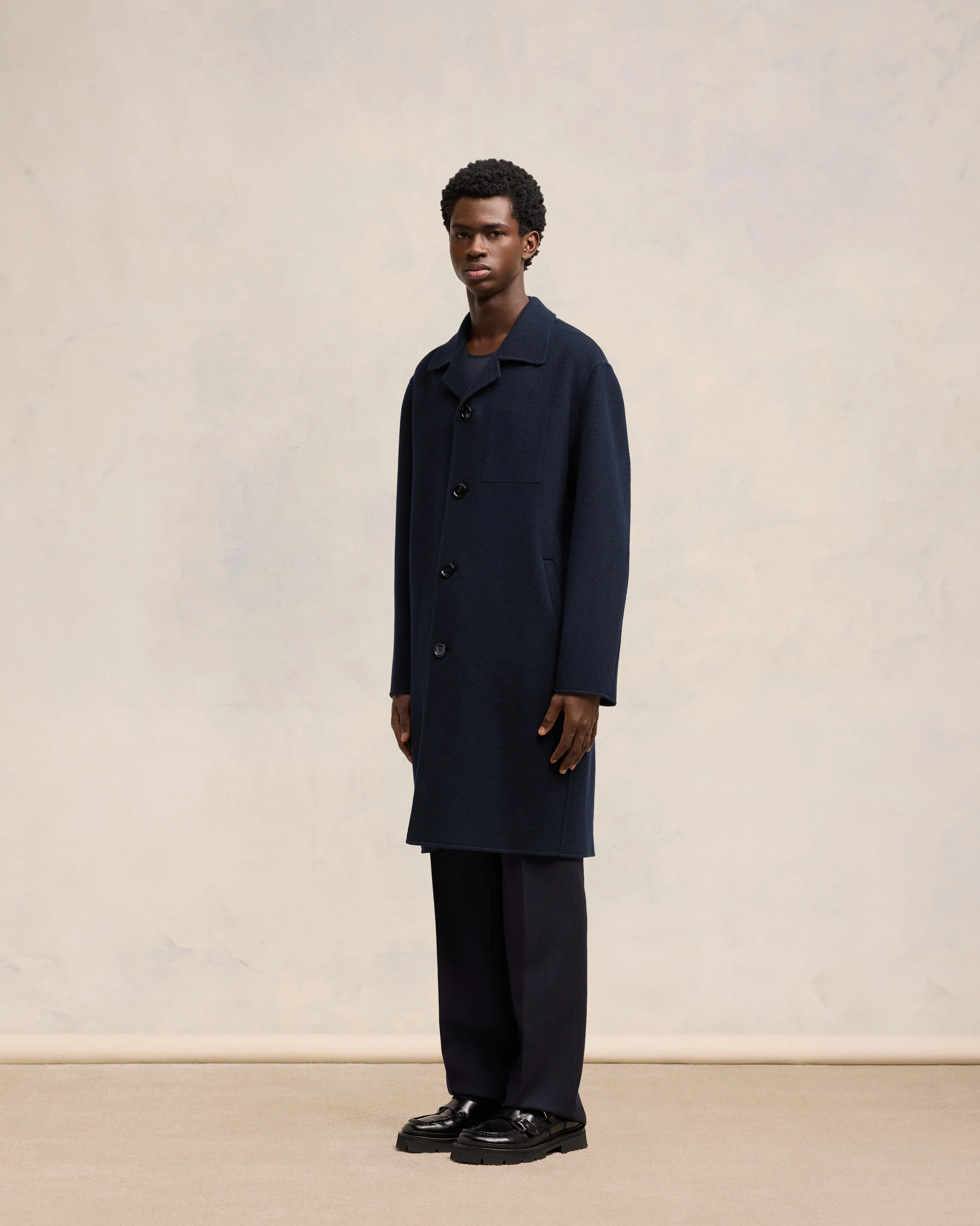 Navy Blue Belted Car Coat - leoleo123123