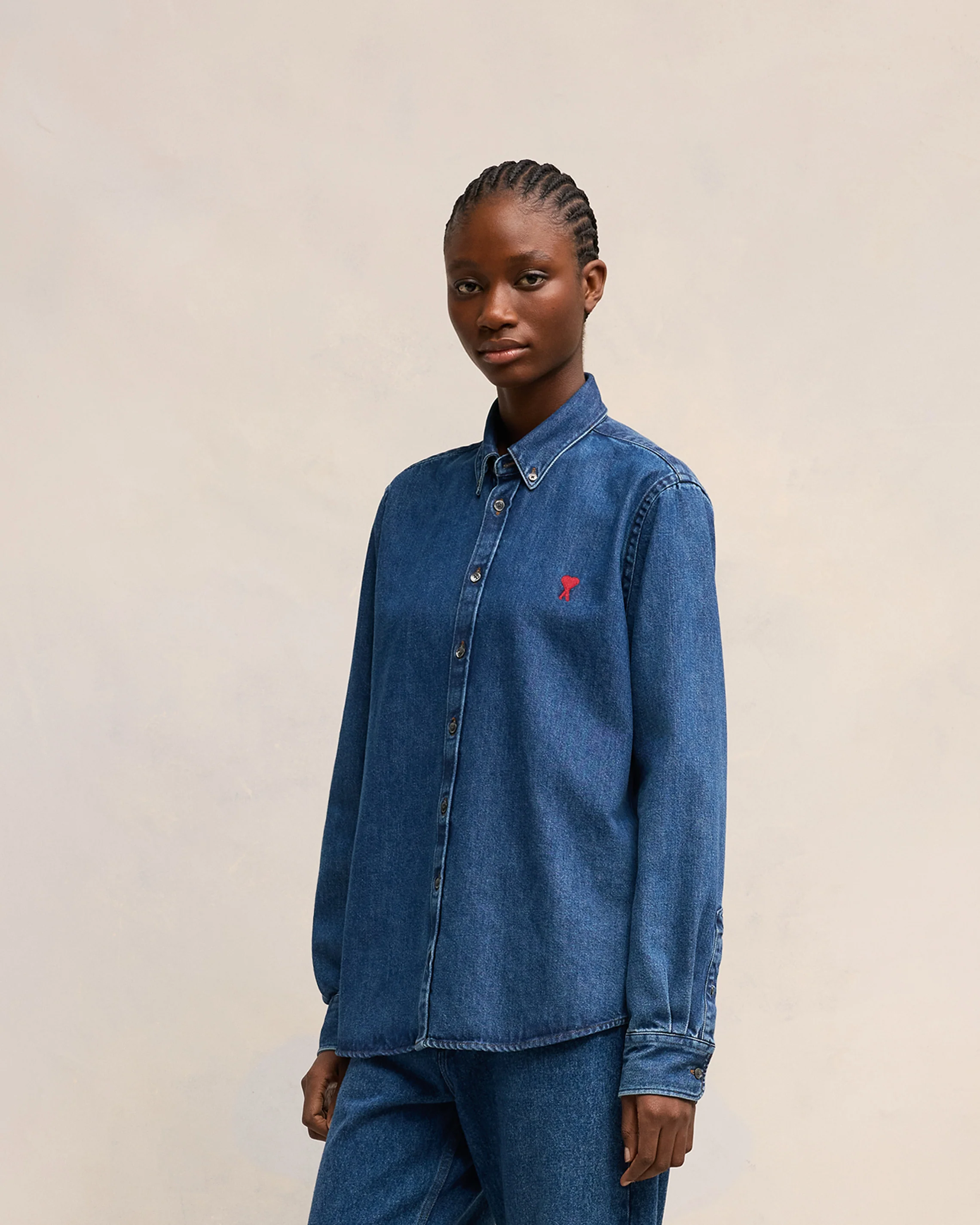 Used Blue Button-Down Ami De Coeur Shirt - leoleo123123