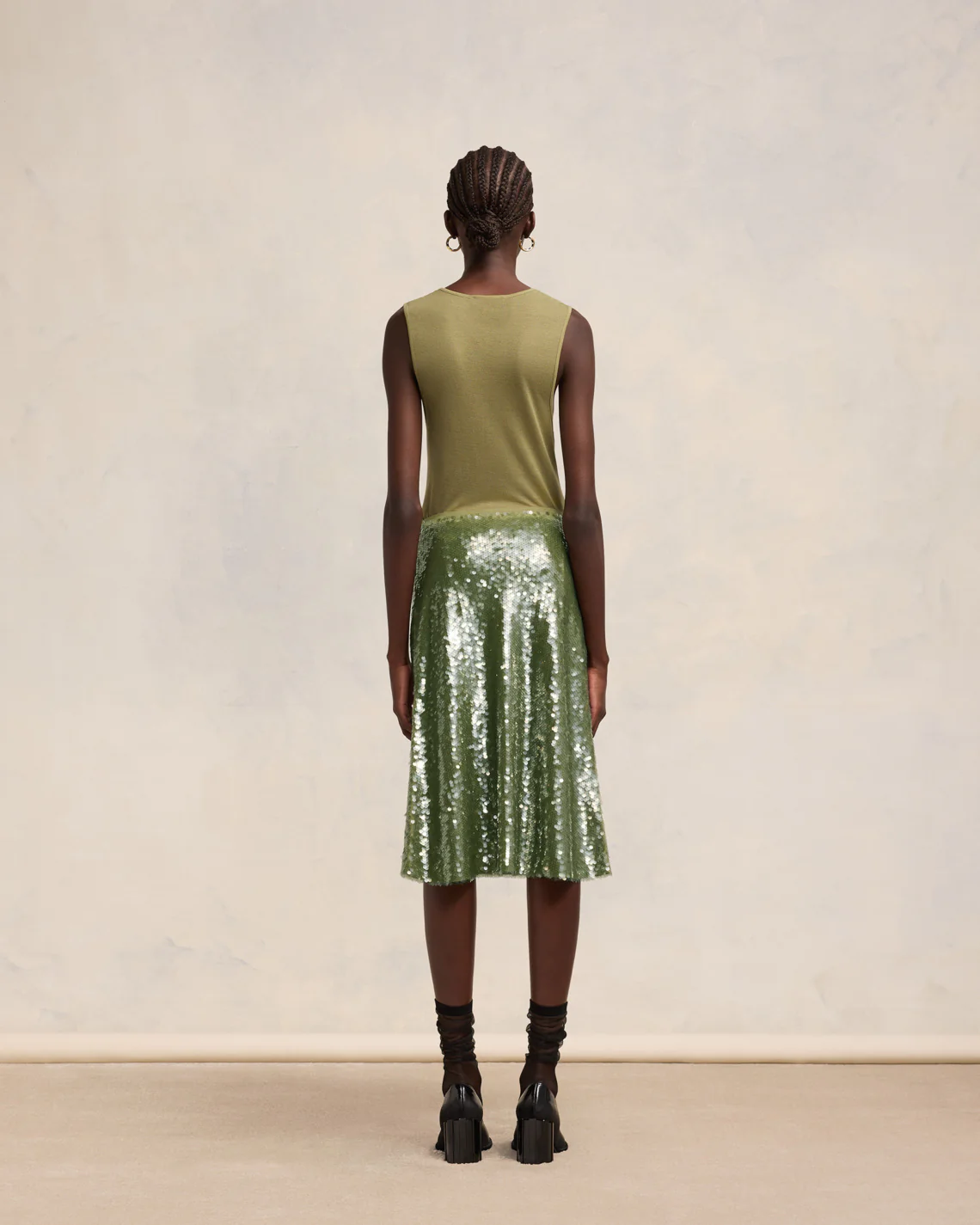 Olive Embroidered Skirt - leoleo123123