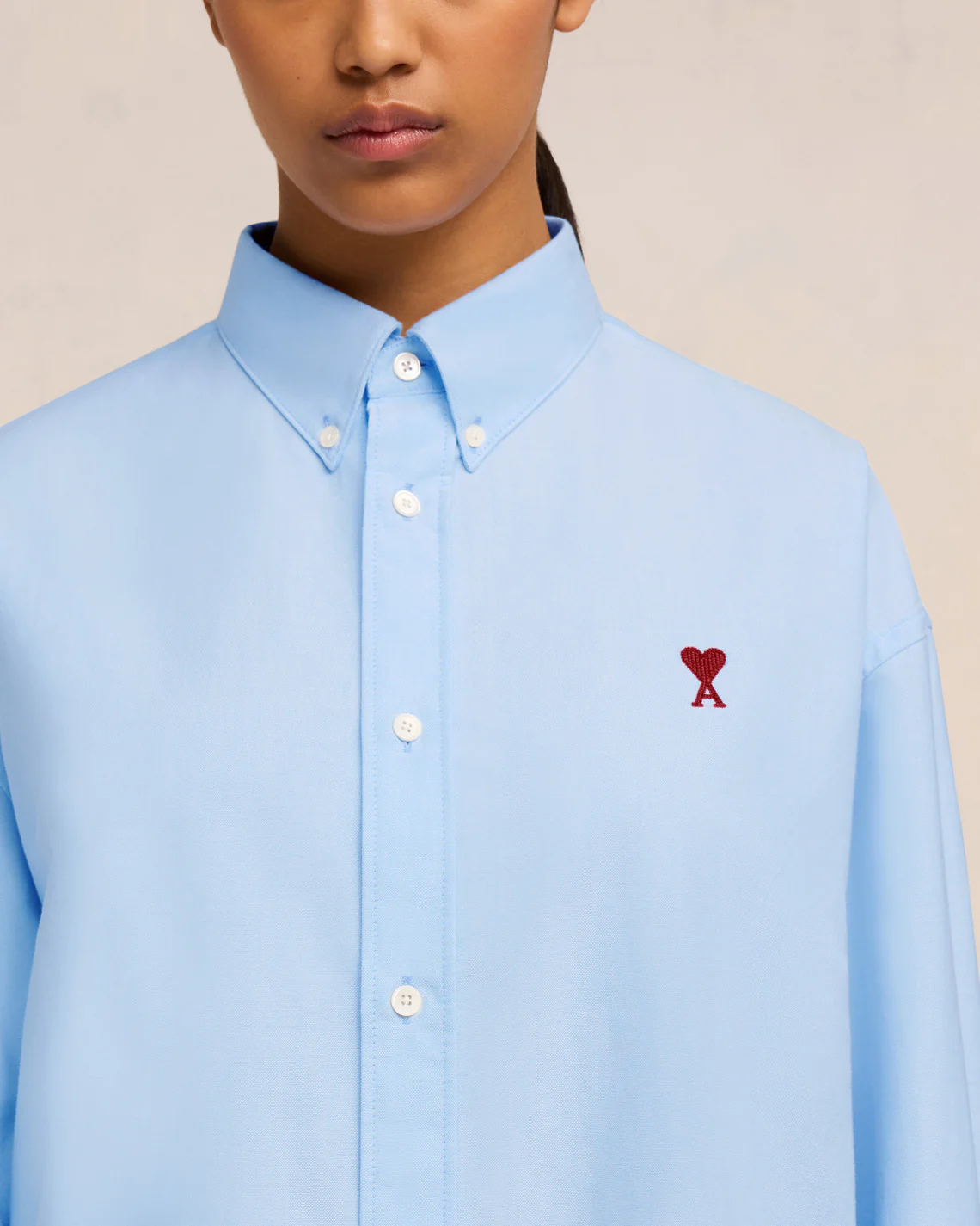Chemise Coupe Boxy Ami De Coeur Bleu Ciel - leoleo123123