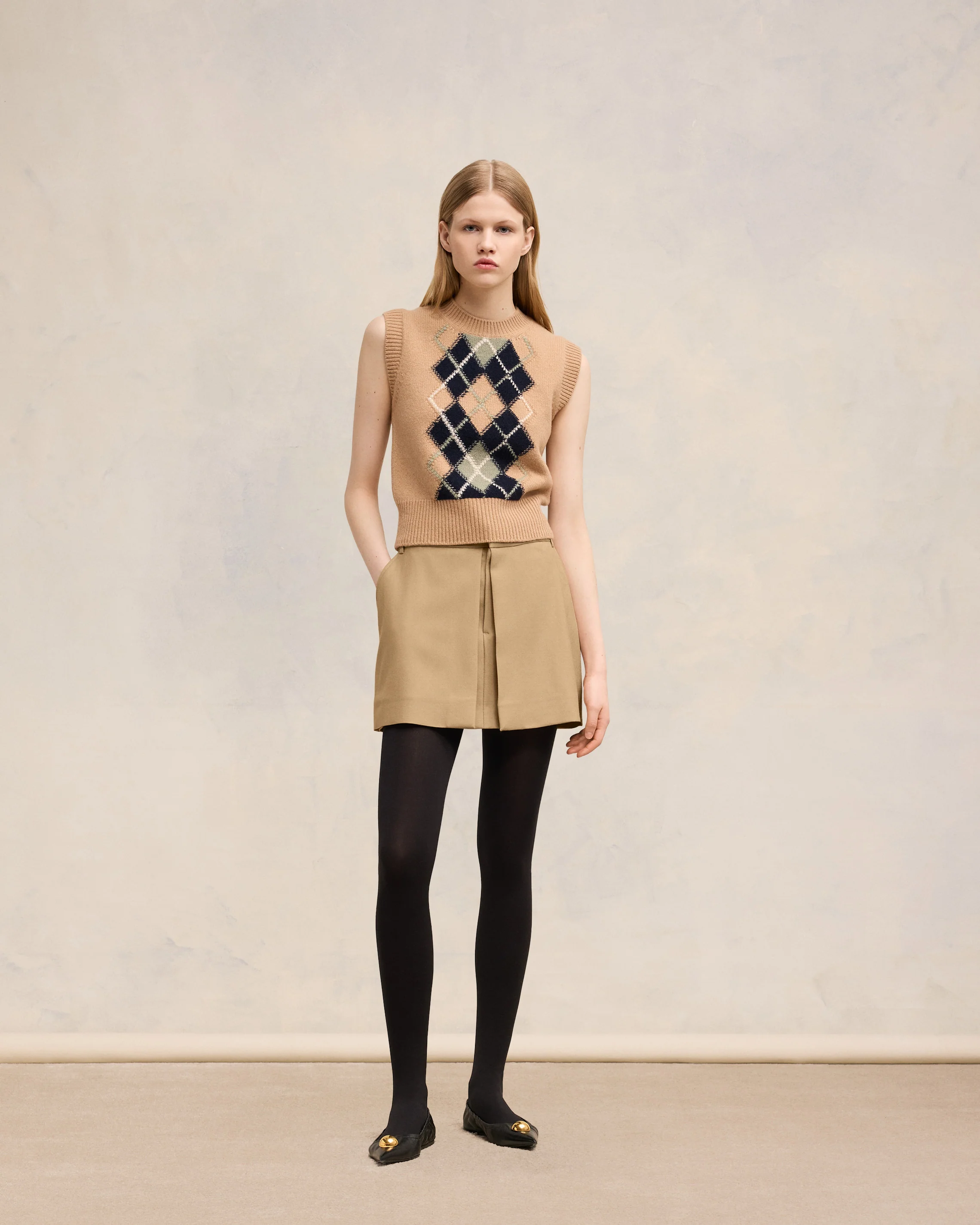 Sand Mini Skirt With Panels - leoleo123123