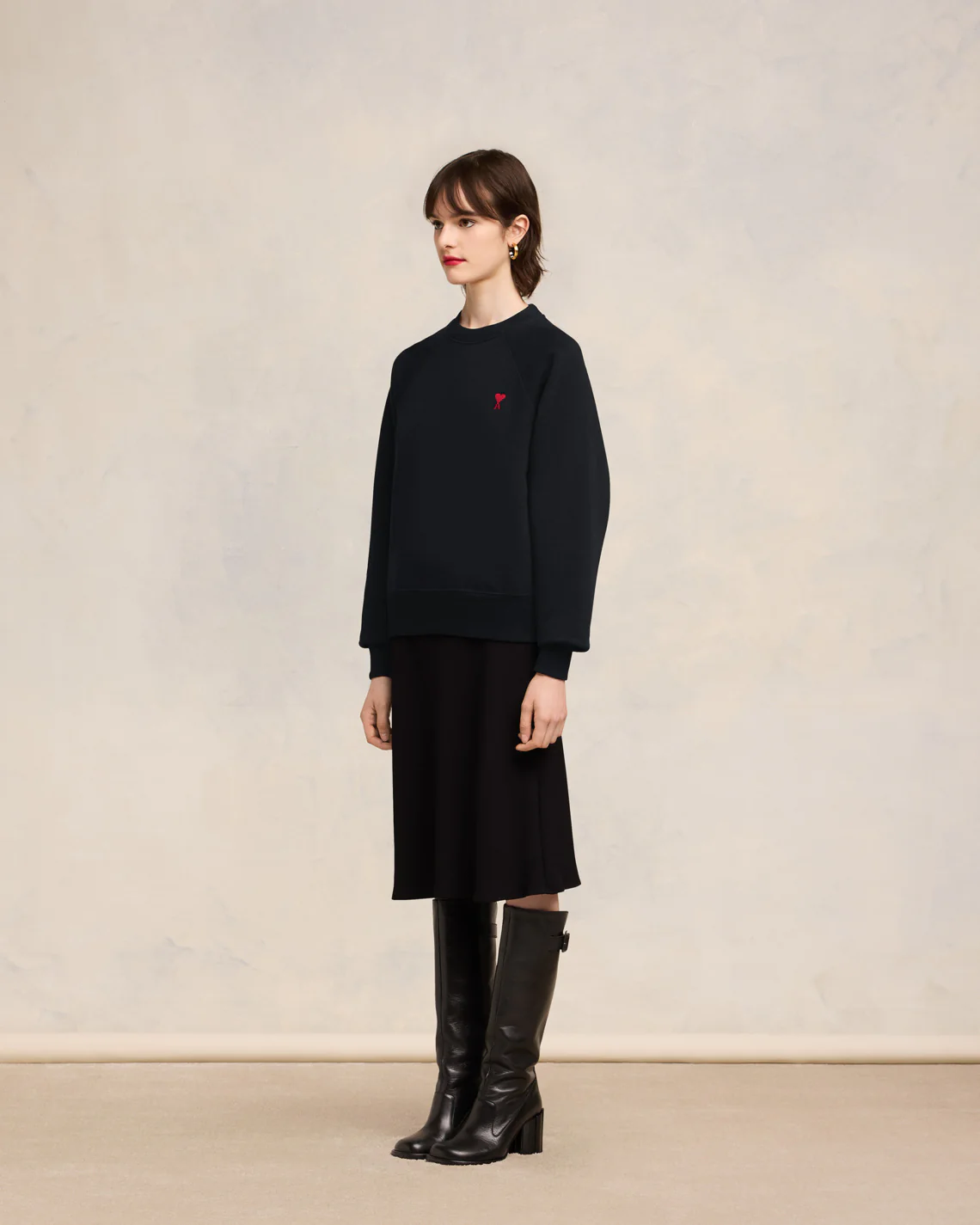 Sweatshirt Ami De Coeur Coupe Boxy Noir - leoleo123123