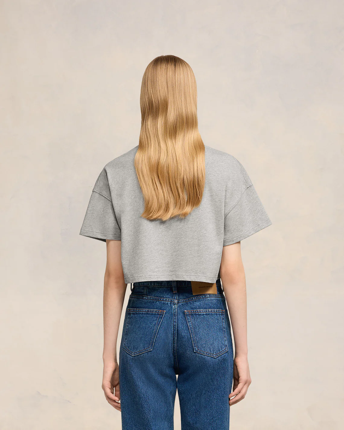 Heather Ash Grey/Cashmere Blue Ami De Coeur Crop T-Shirt - leoleo123123