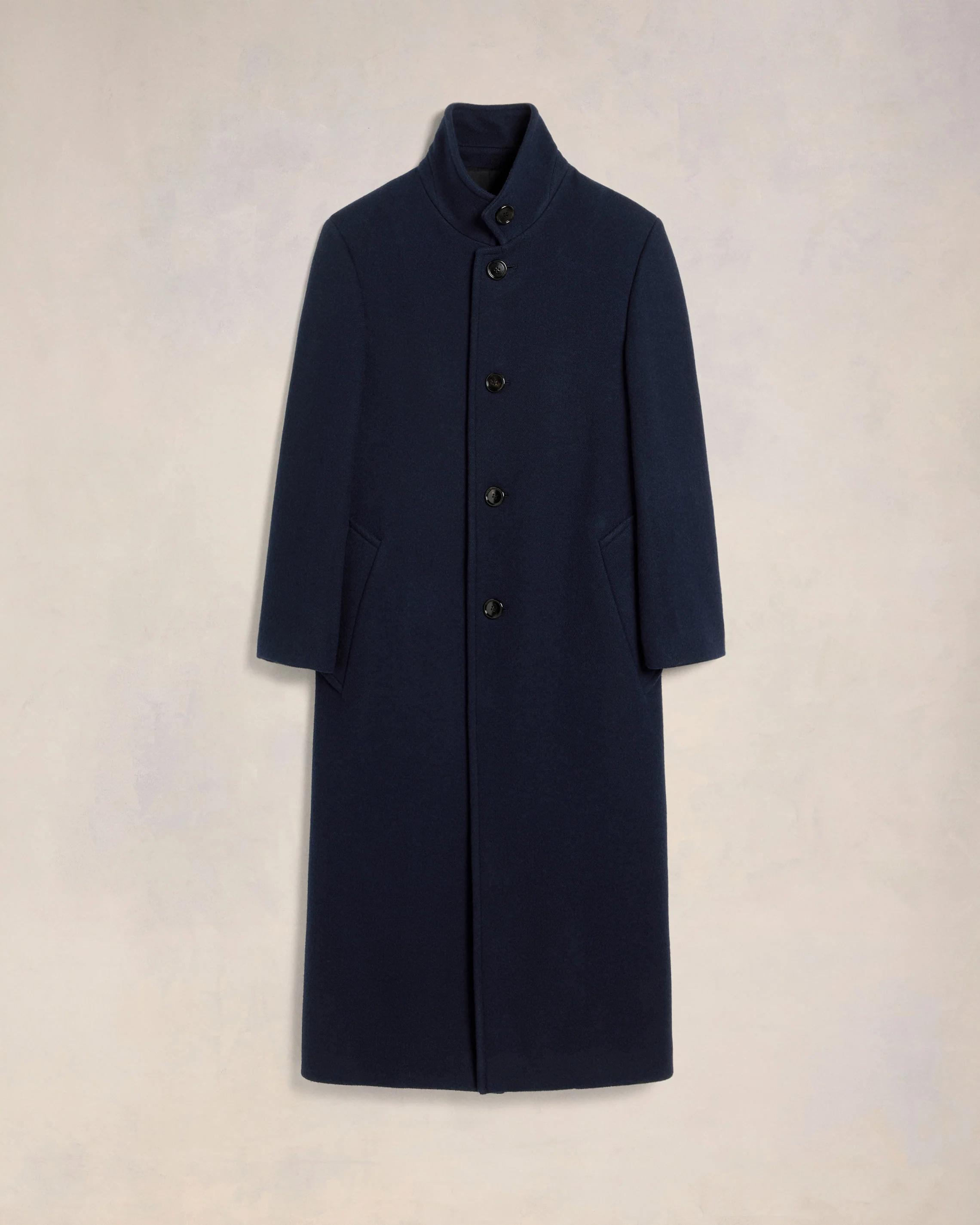 Navy Blue High Collar Coat - leoleo123123