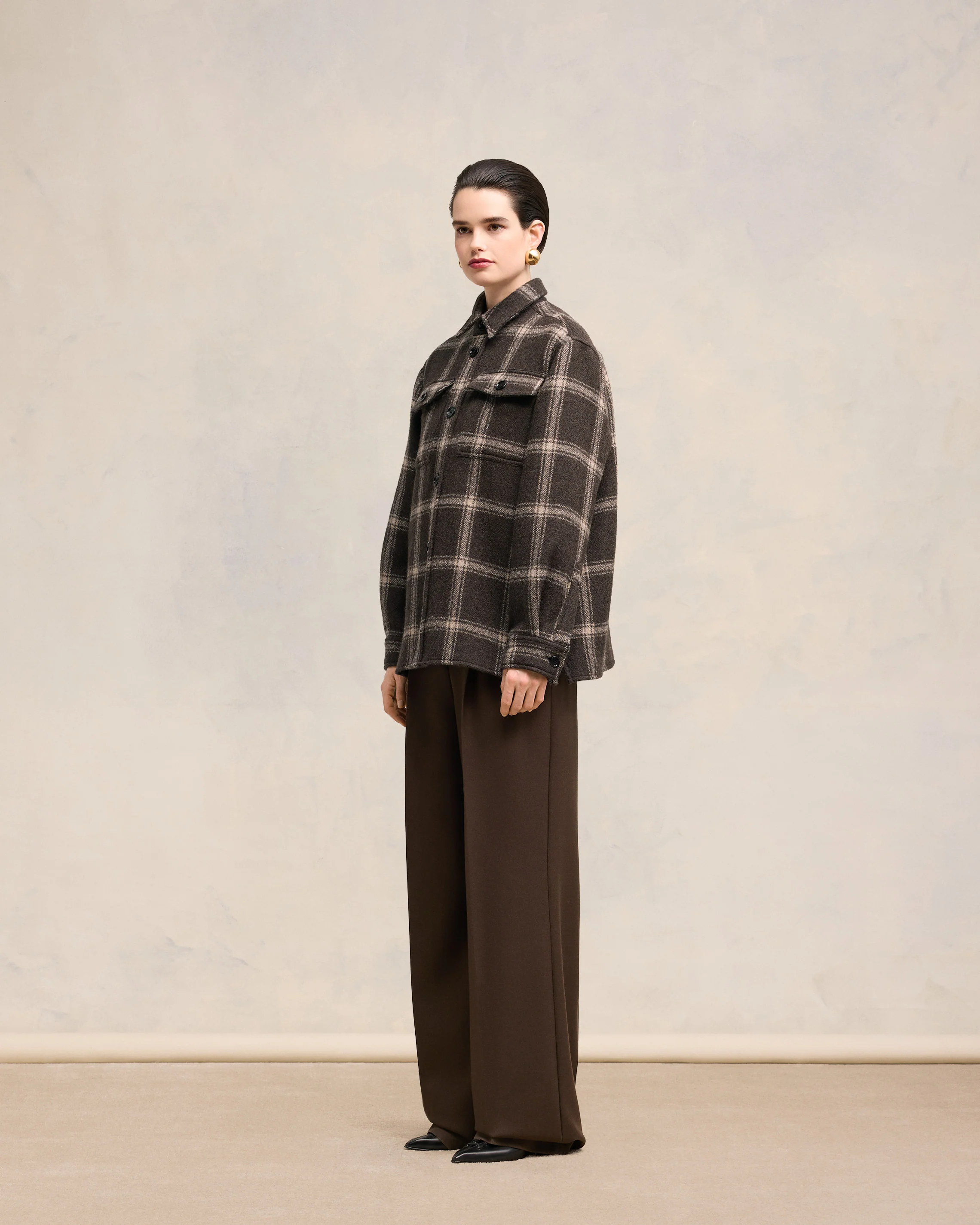 Dark Coffe/Sable Overshirt With Chest Pocket - leoleo123123