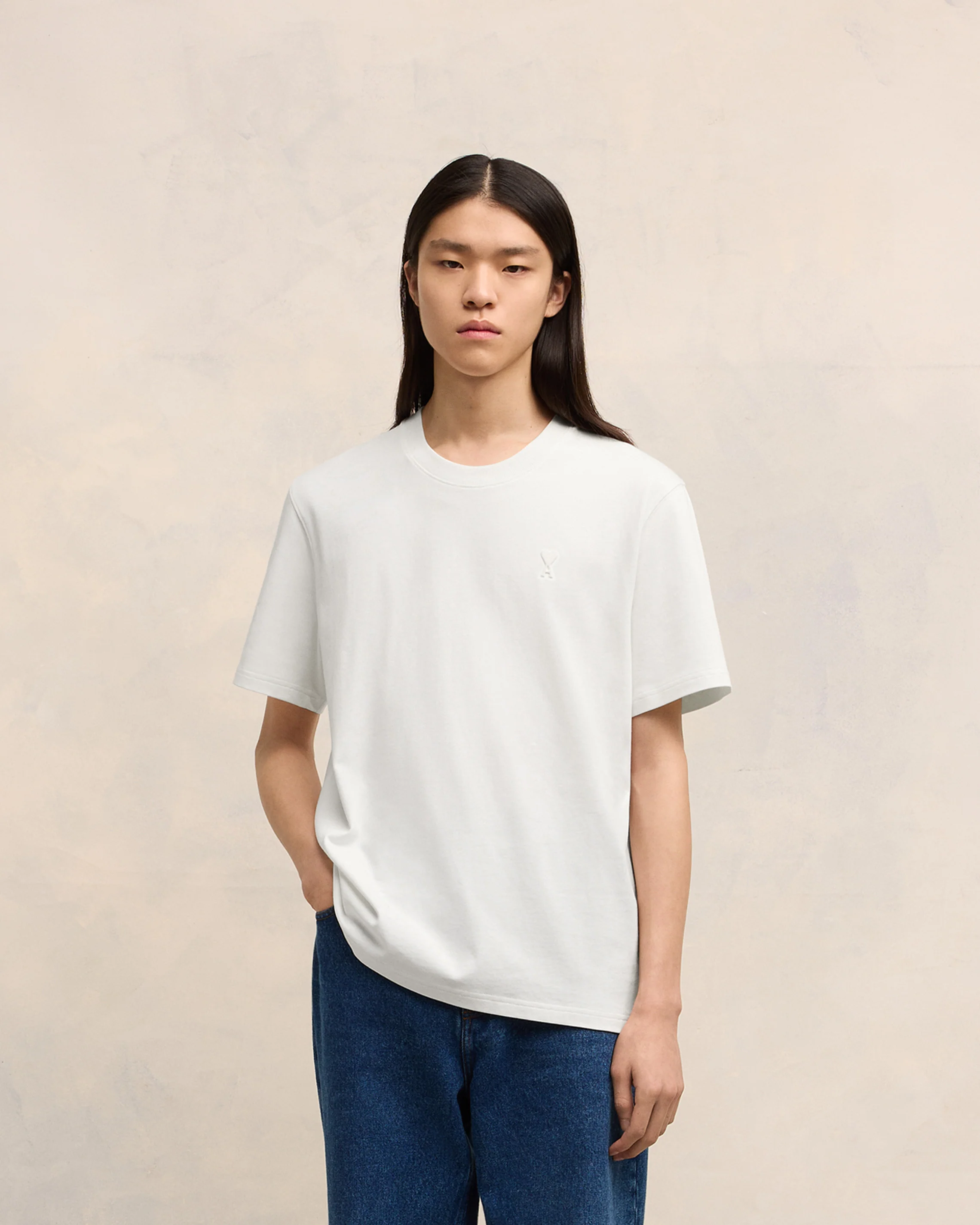 White Embossed T-Shirt | Ami de Coeur | Ami Paris US - leoleo123123