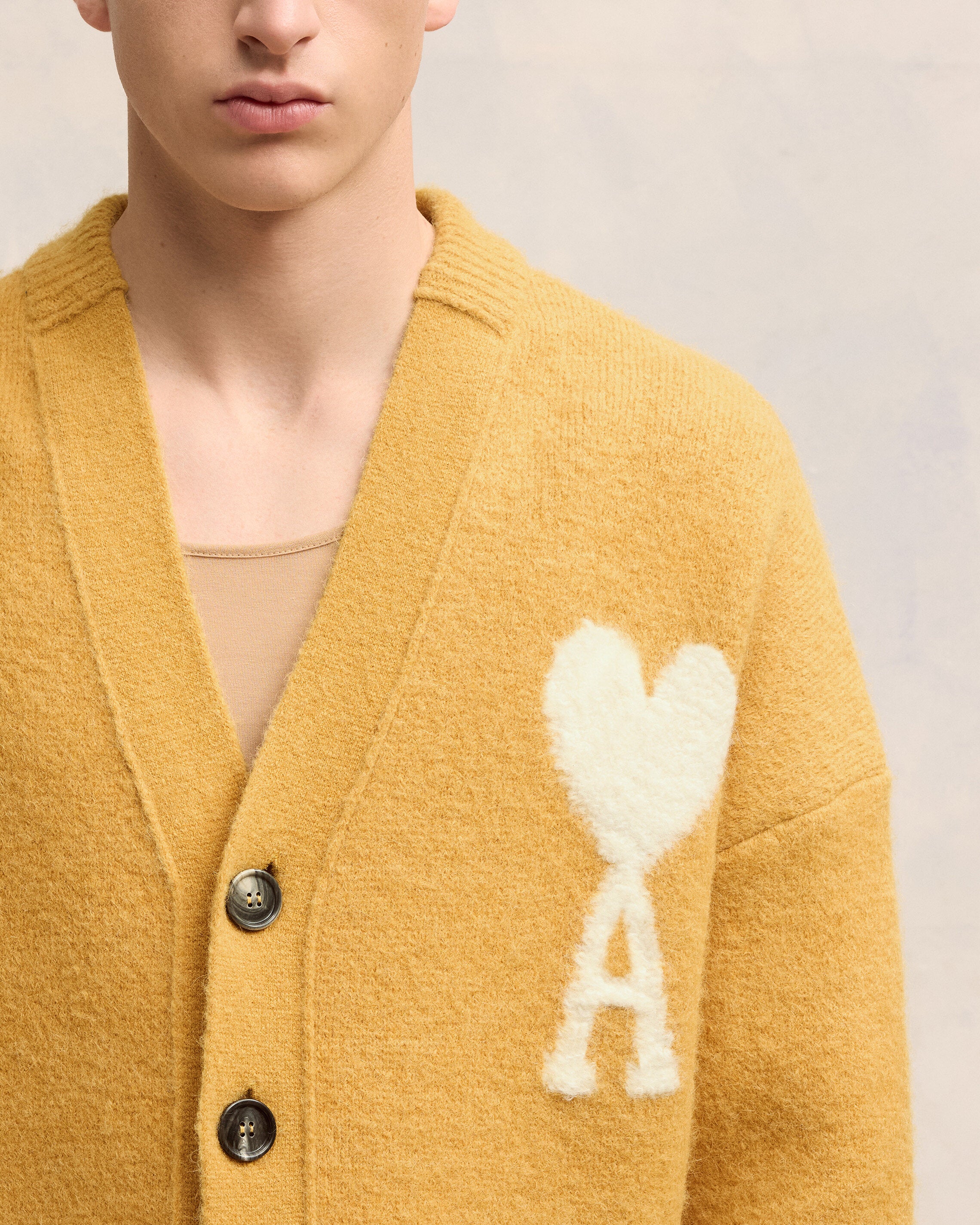 Mustard Off-White Ami De Coeur Cardigan - leoleo123123