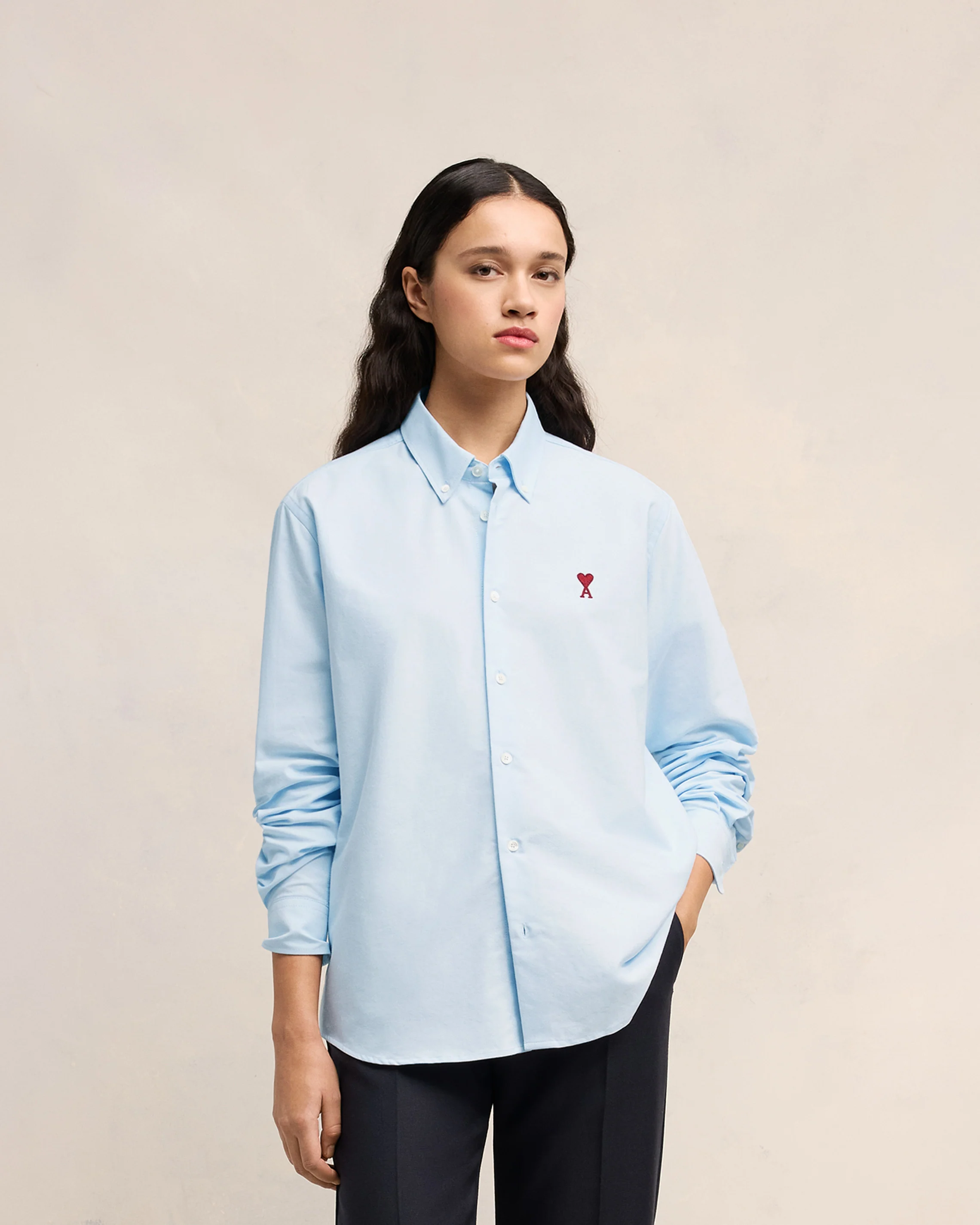 Sky Blue Button-Down Ami De Coeur Shirt - leoleo123123