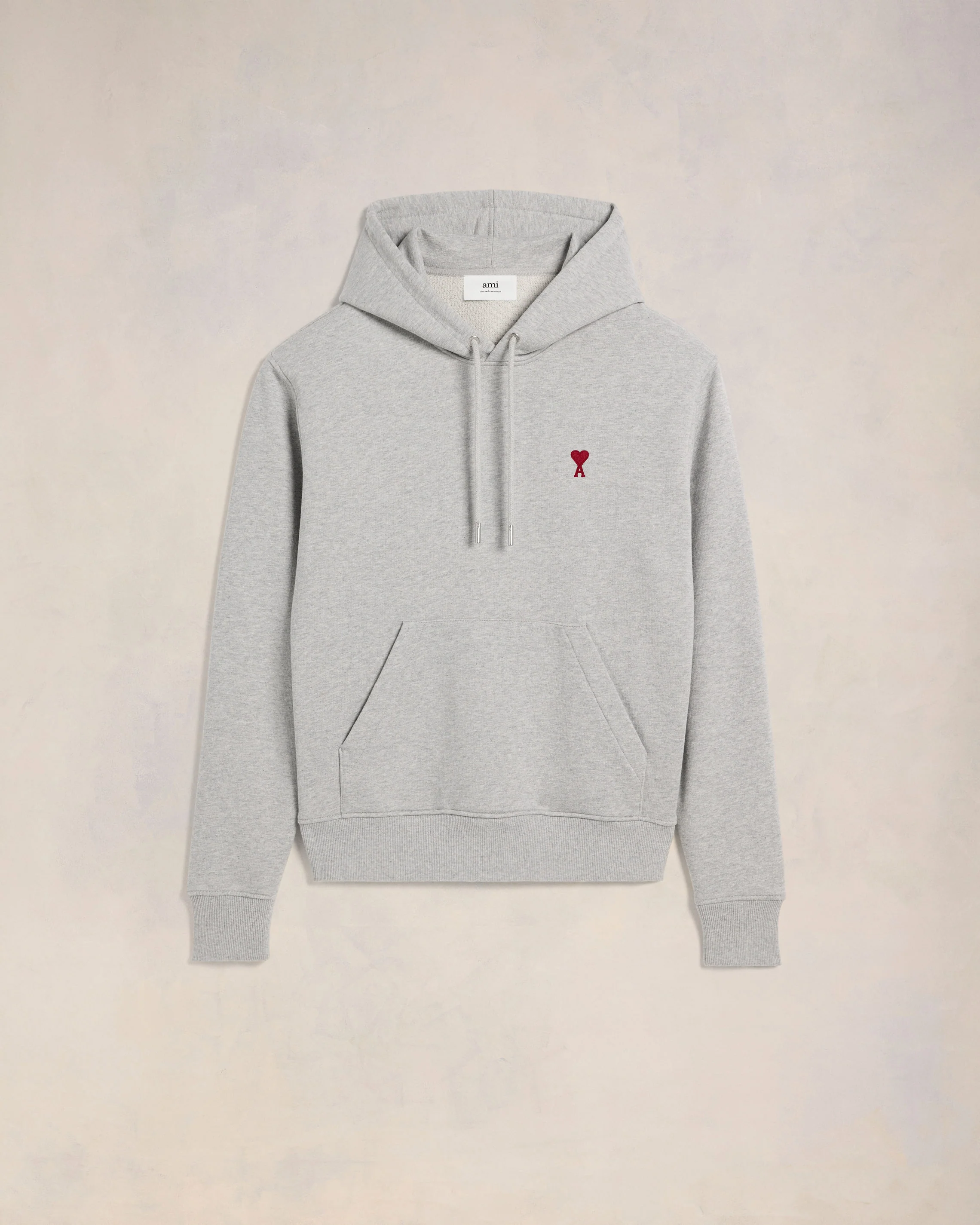 Heather Ash Grey Red Ami De Coeur Hoodie - leoleo123123