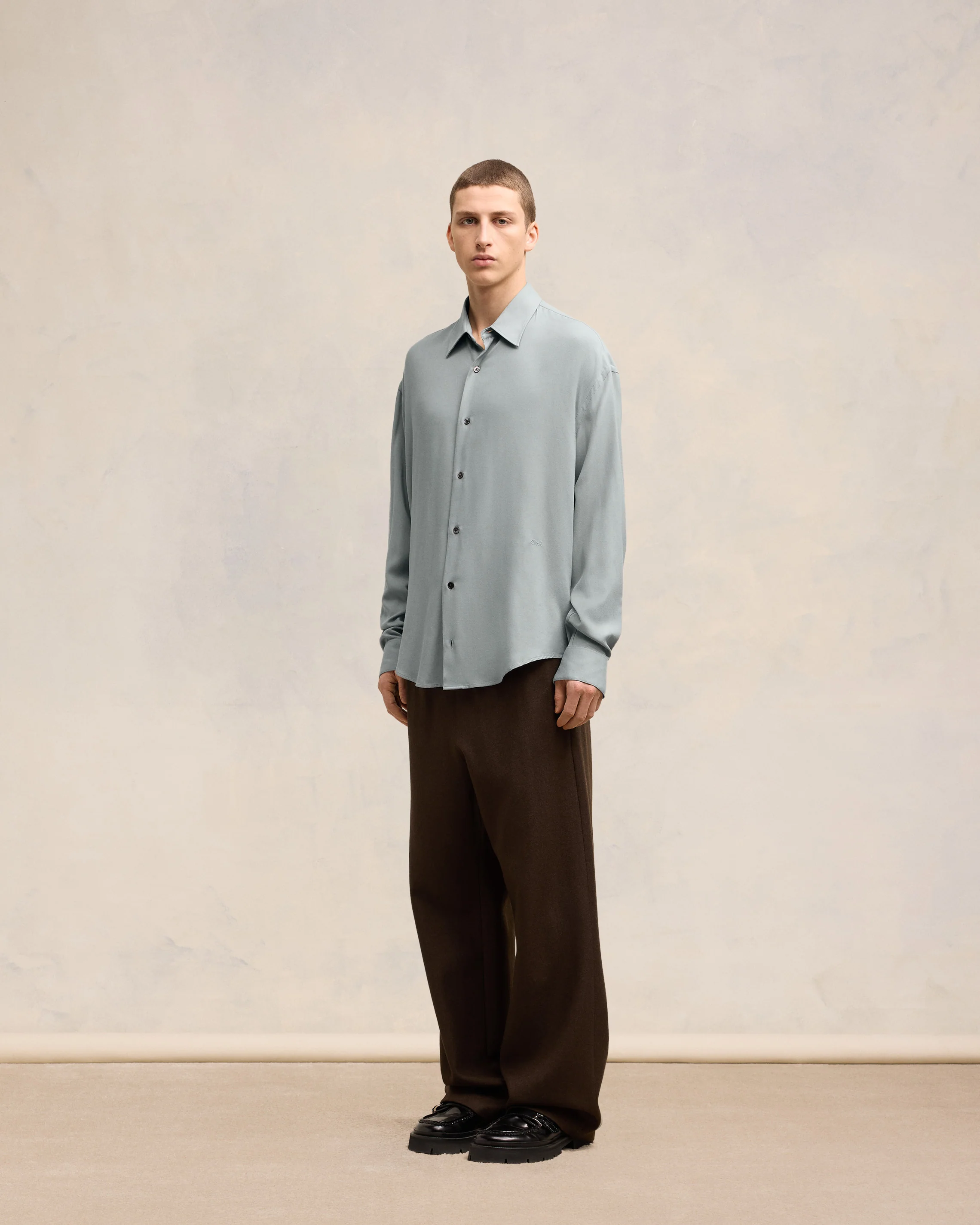 Clay Blue Boxy Fit Shirt - leoleo123123