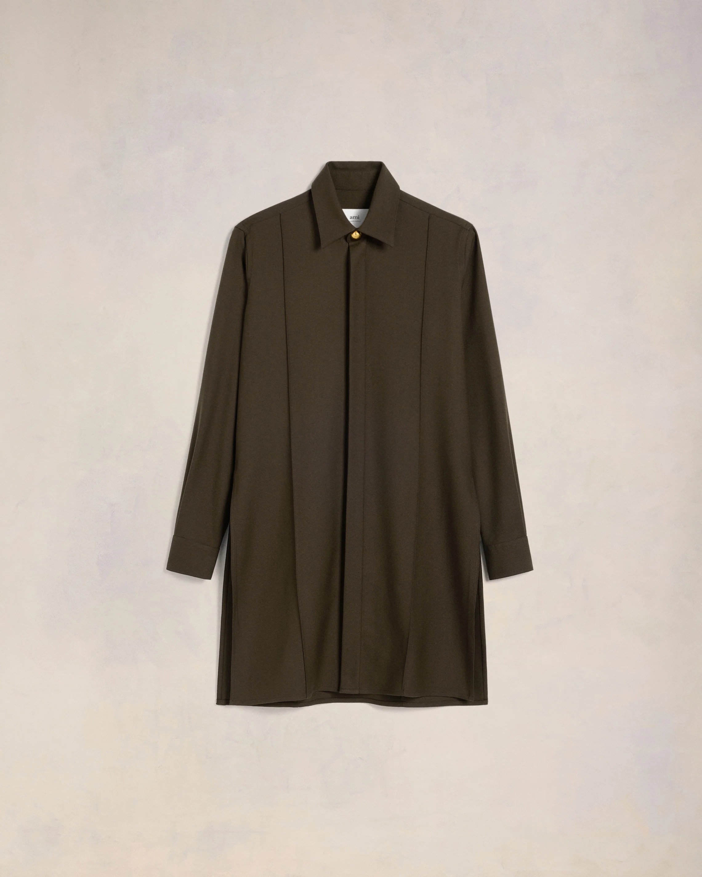 Dark Coffee Long Pintuck Shirt - leoleo123123