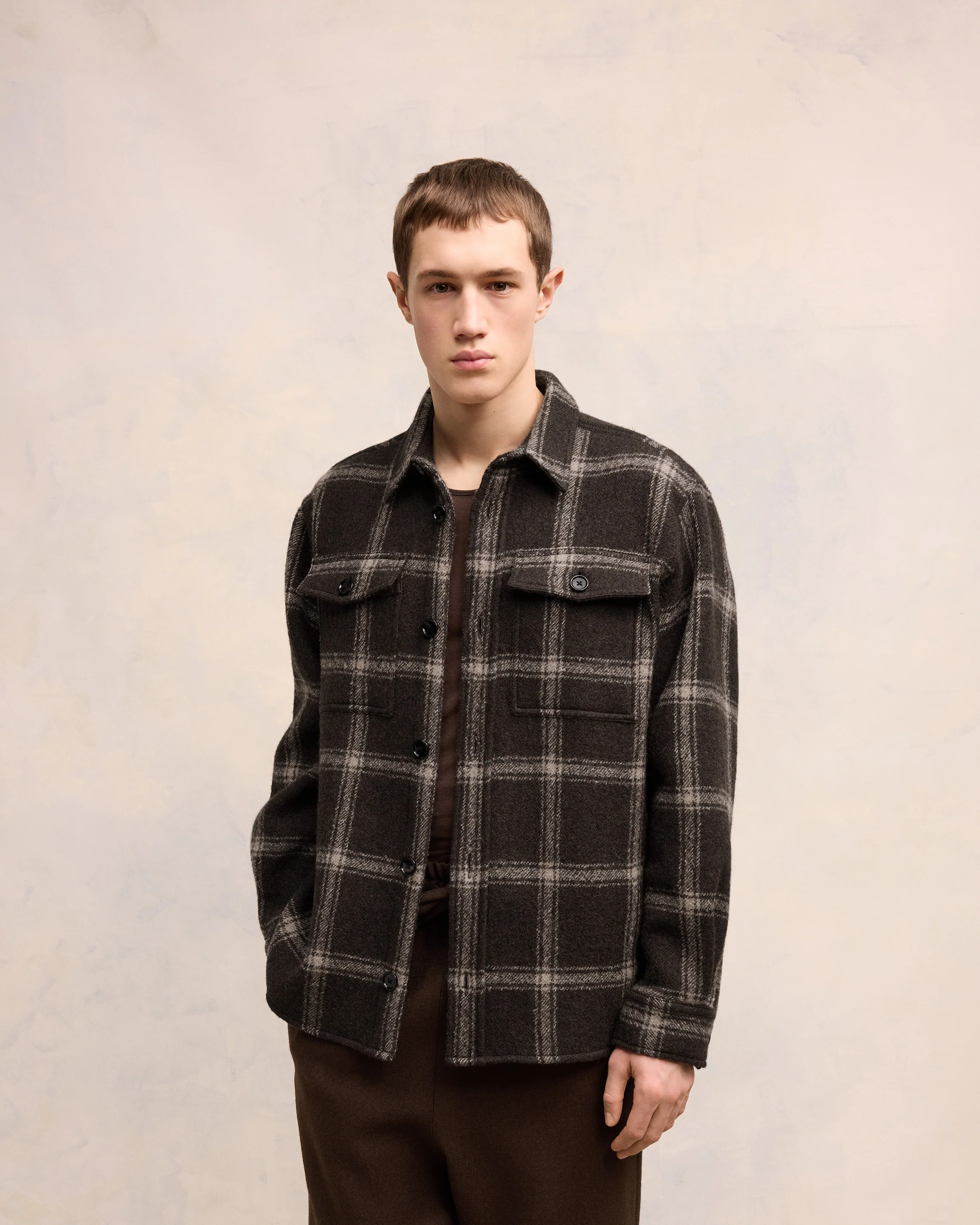 Dark Coffe/Sable Overshirt With Chest Pocket - leoleo123123