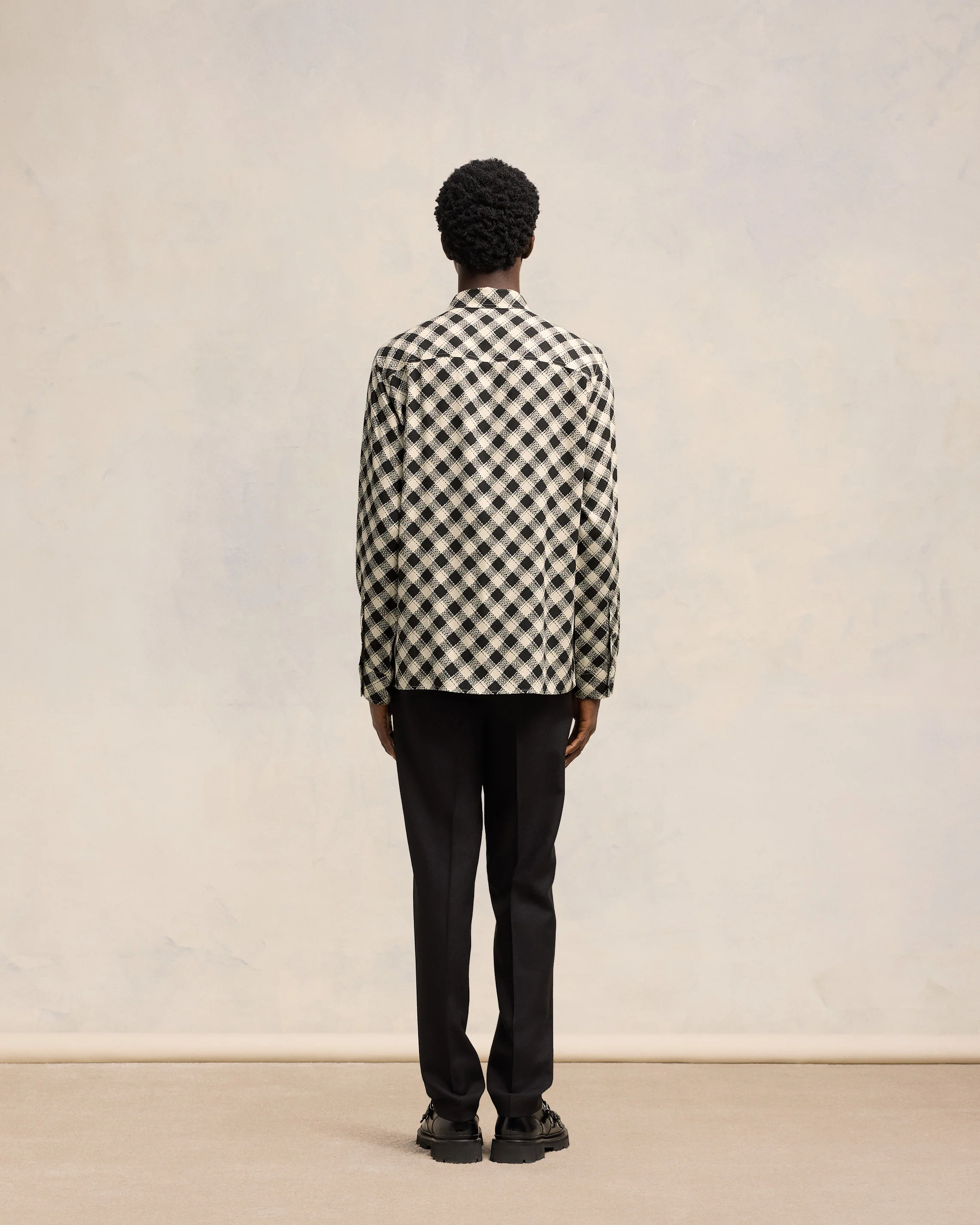 Black/Off White Double Topstitching Classic Shirt - leoleo123123
